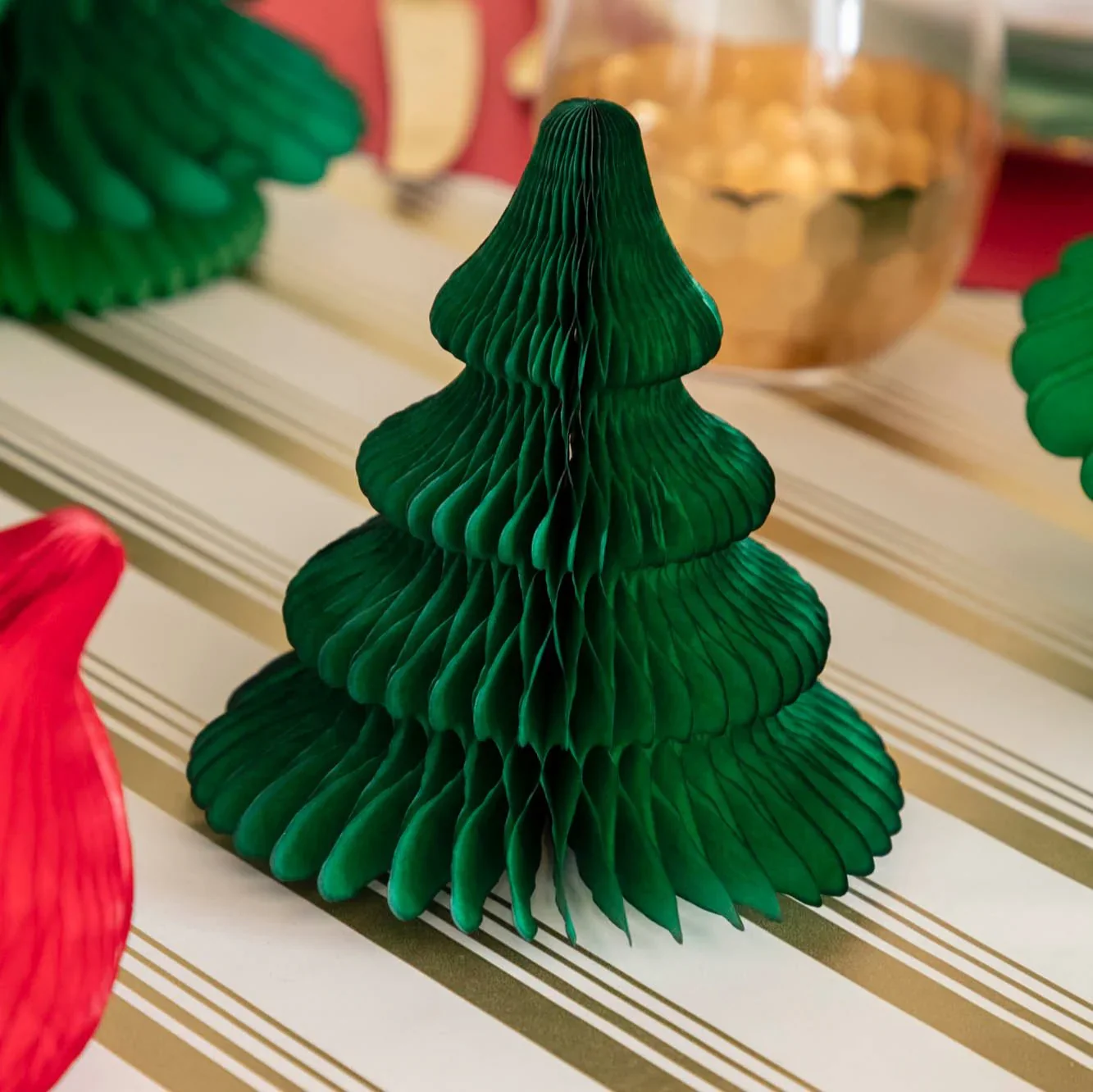 Honeycomb Green Paper Christmas Trees - Small – Set of 3 - Image 3