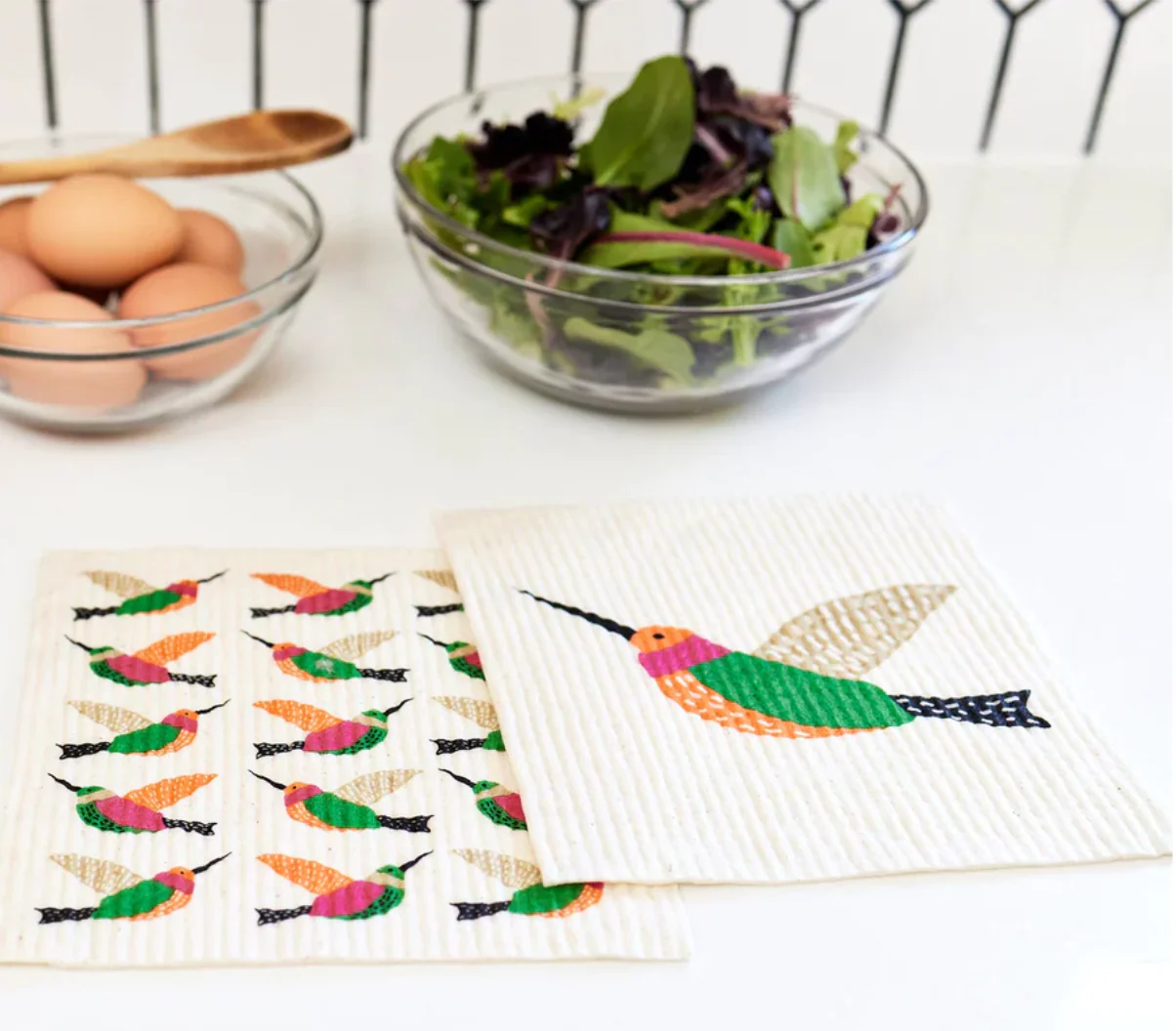 Hummingbirds Blu Swedish Dish Cloths – Set of 2 - Image 4