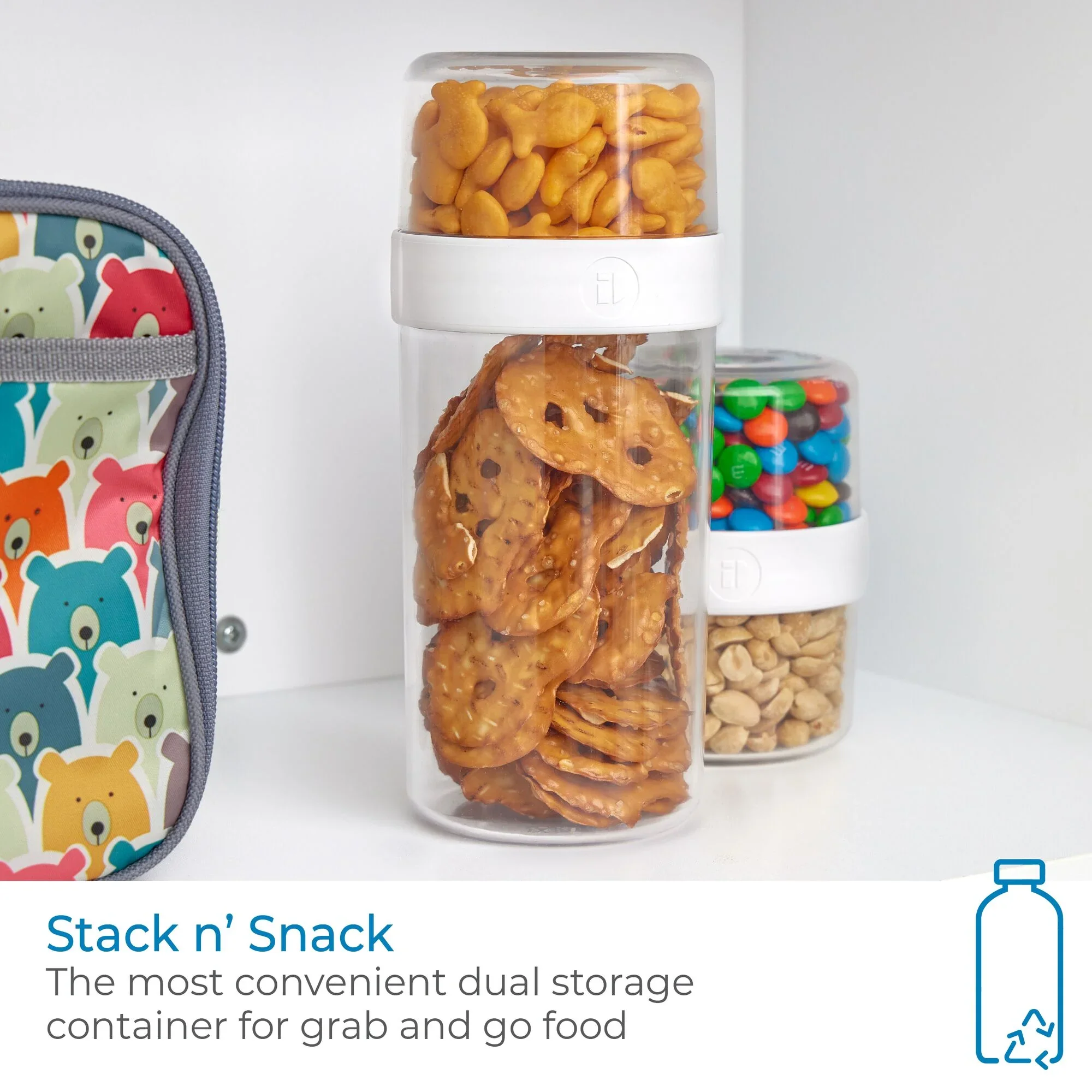 iDesign Recycled Plastic Stack n’ Snack Canister – Large – 3.6” x 3.6” x 8.3” - Image 3