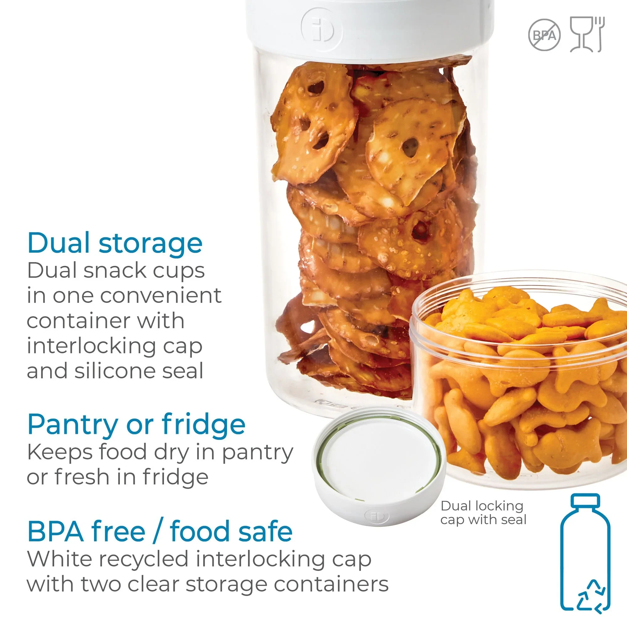 iDesign Recycled Plastic Stack n’ Snack Canister – Large – 3.6” x 3.6” x 8.3” - Image 4