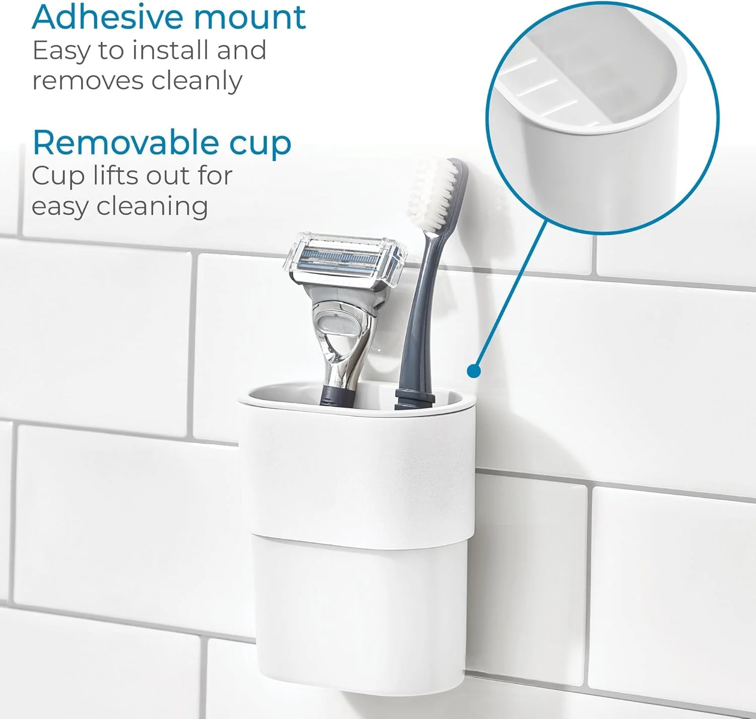 iDesign Self-Adhesive Tumbler – White - Image 4