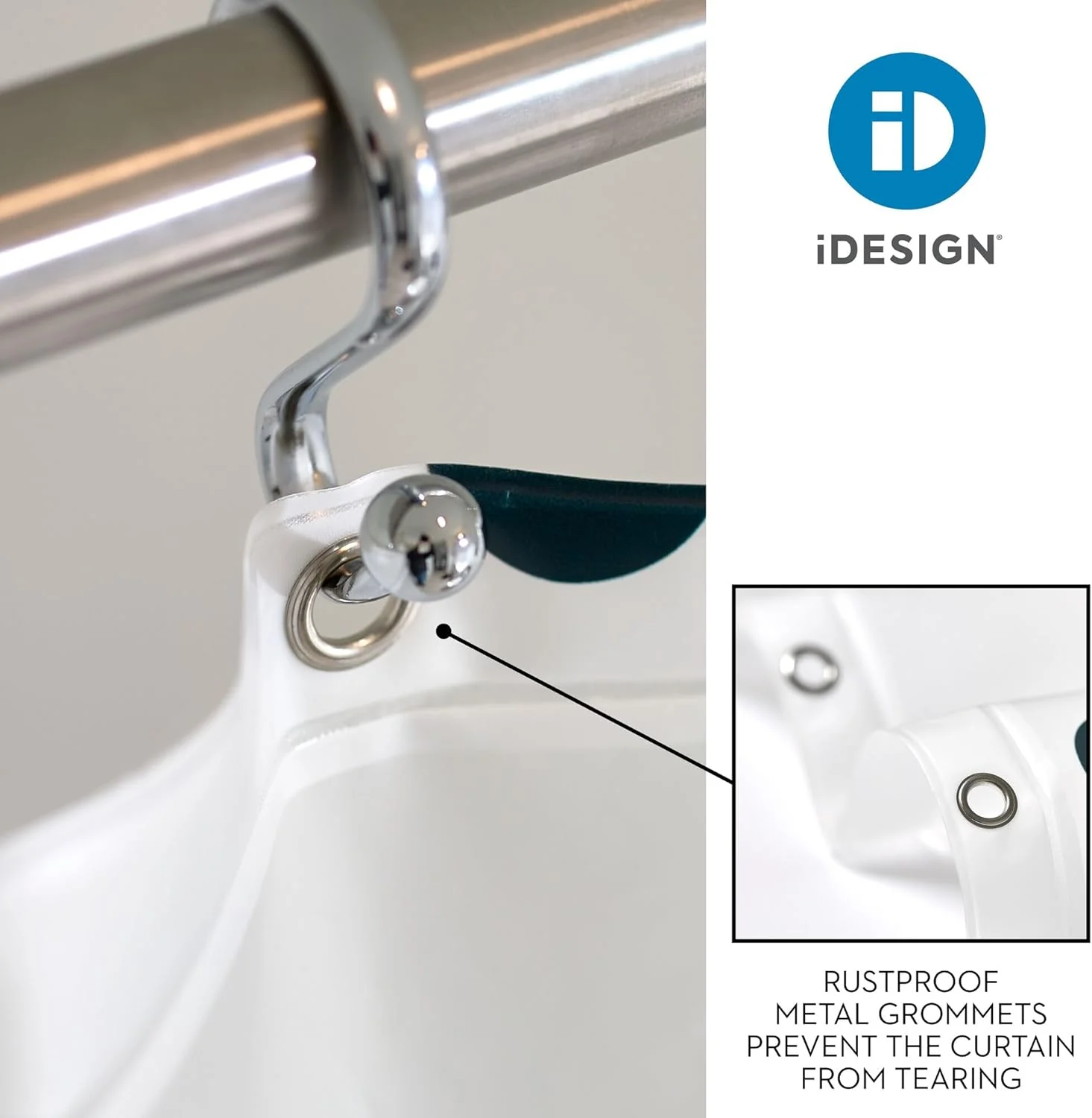 IDesign Water Resistant Peva Shower Curtain – Black Dots – 72" x 72" - Image 4
