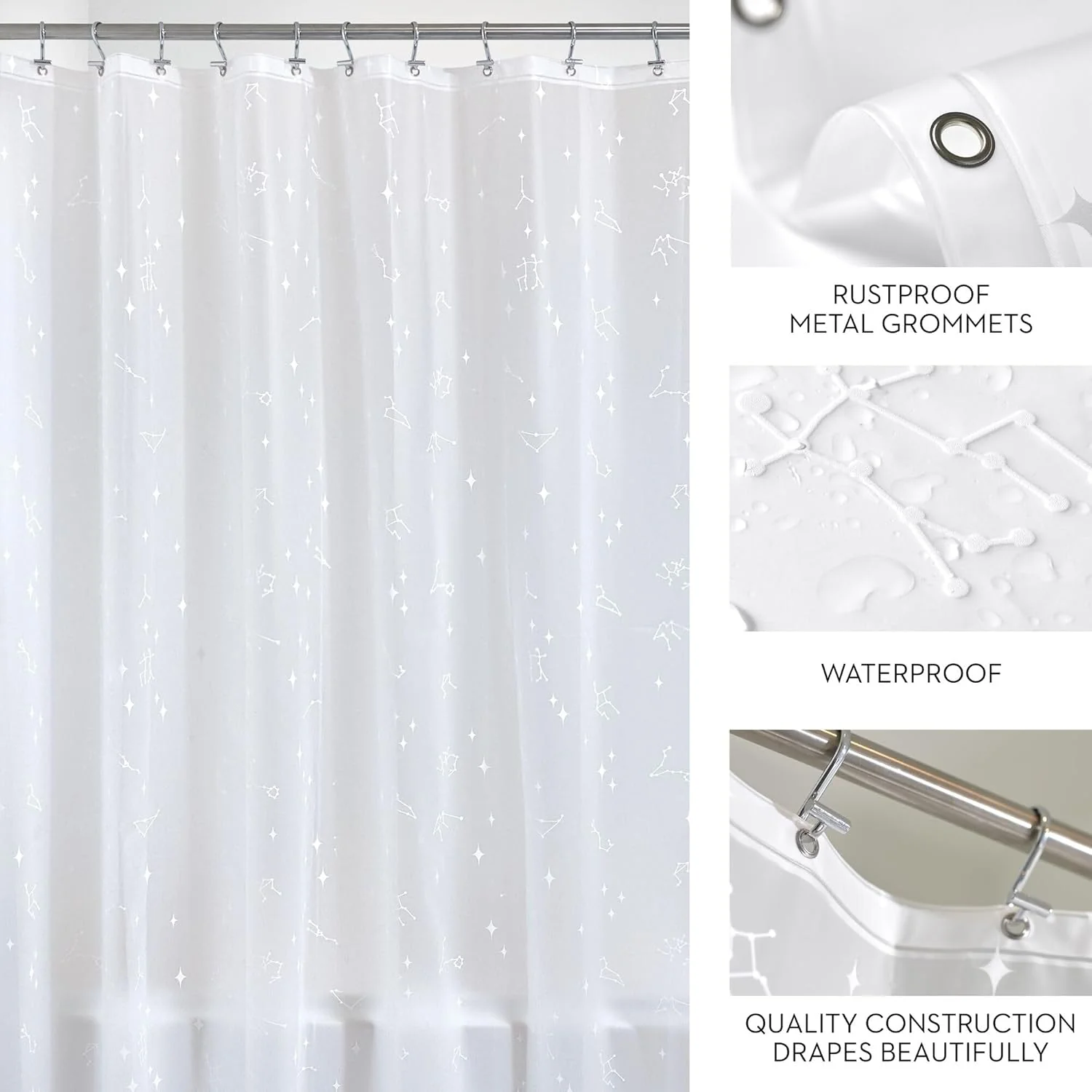 IDesign Water Resistant Peva Shower Curtain – Constellation – 72" x 72" - Image 2