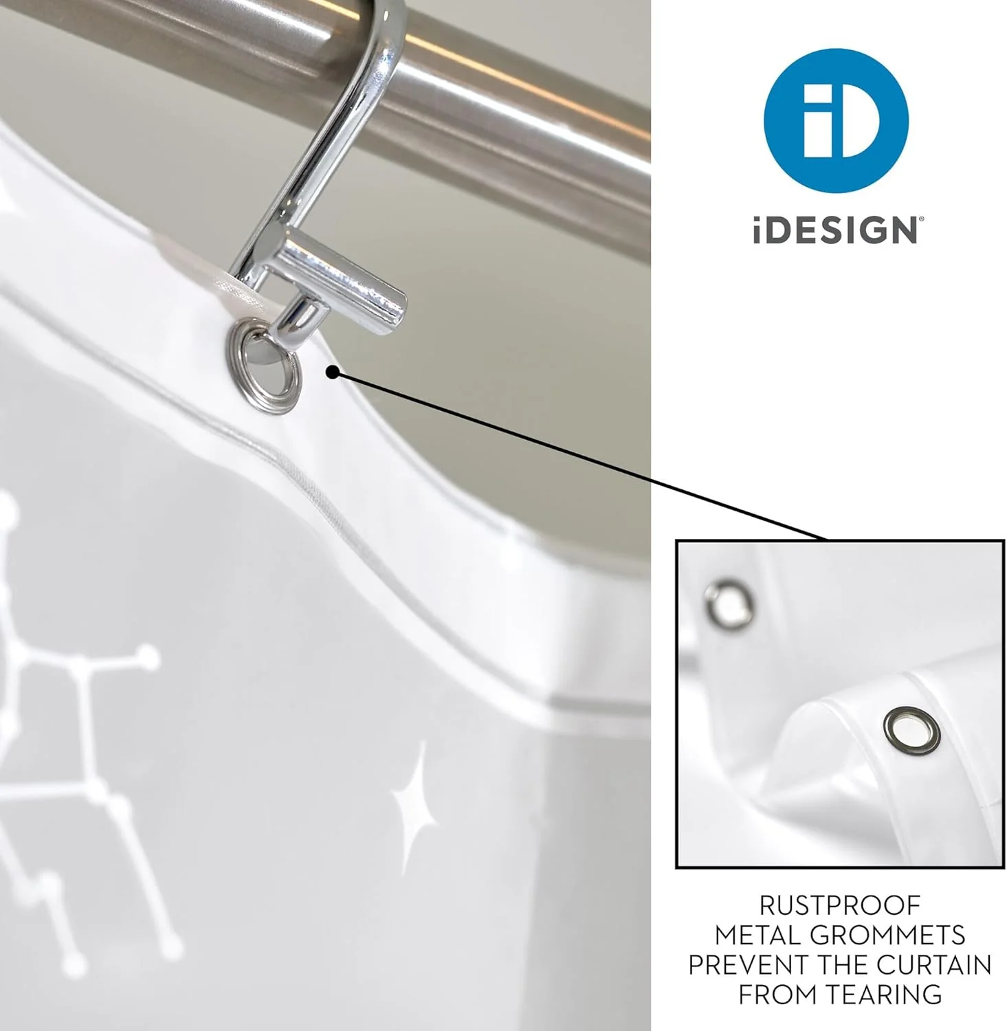 IDesign Water Resistant Peva Shower Curtain – Constellation – 72" x 72" - Image 3