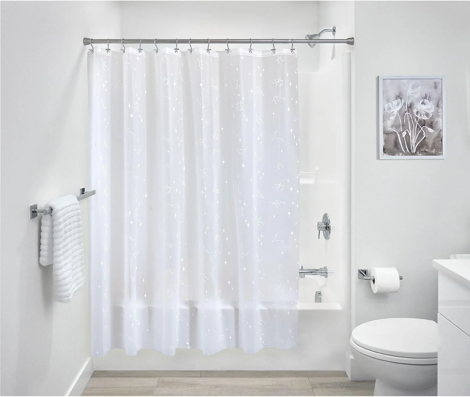 IDesign Water Resistant Peva Shower Curtain – Constellation – 72" x 72" - Image 5
