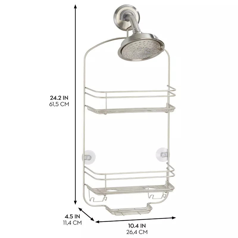 IDesign Weston Satin Silver Finish Metal Hanging Shower Caddy - Image 2