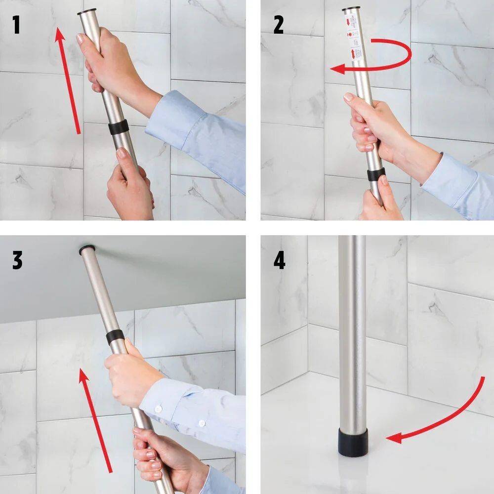 iDesign York Metal Wire Tension Rod Corner Caddy 2 – Silver - Image 3