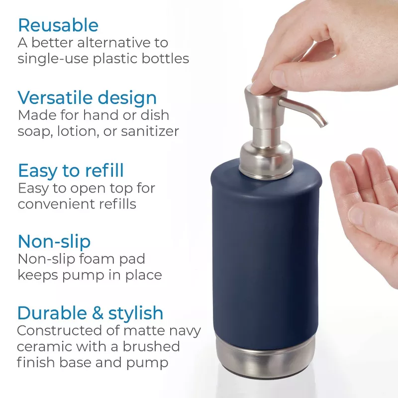 iDesign York Soap Dispenser – Navy - Image 3