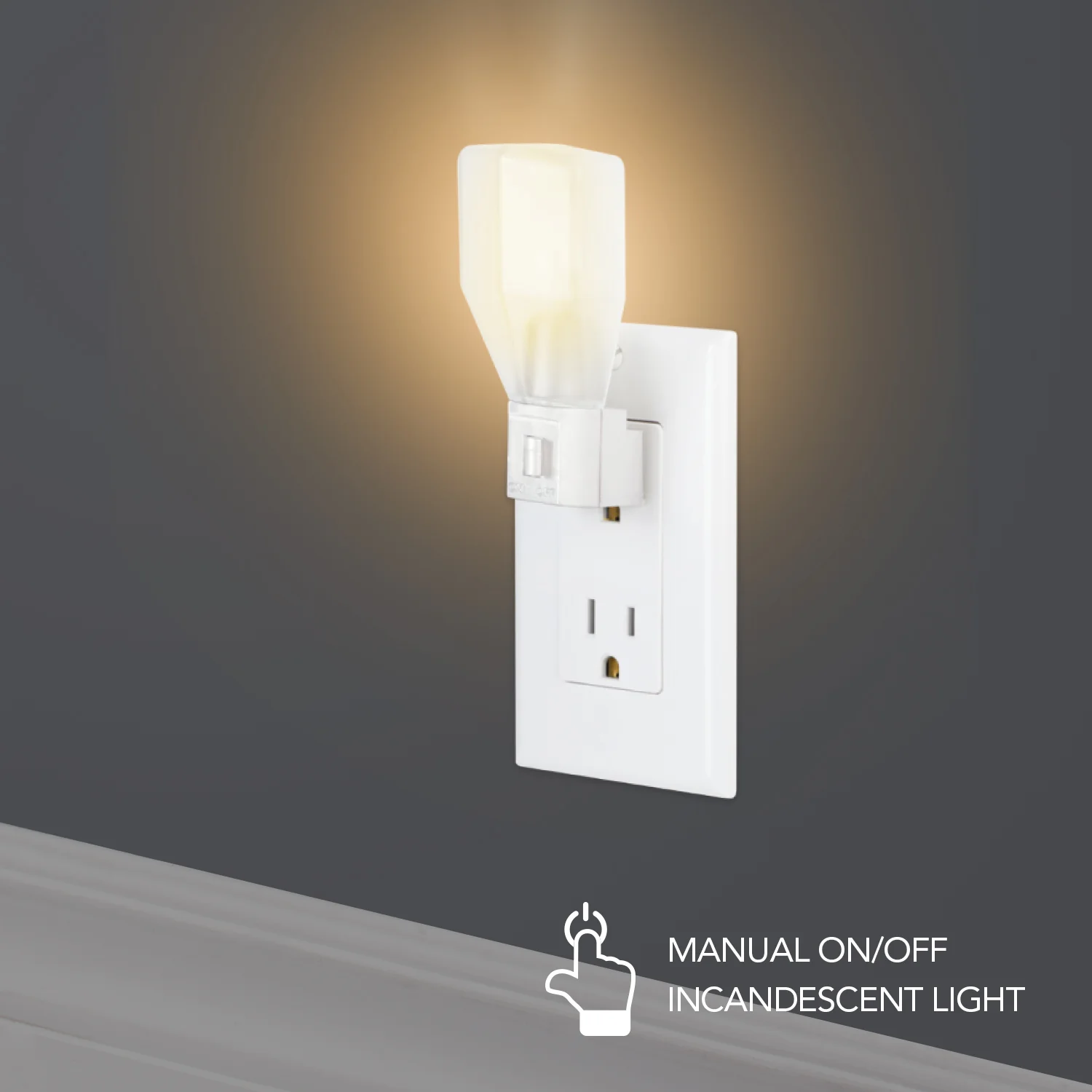 Incandescent Manual On/Off Night Light – White - Image 3