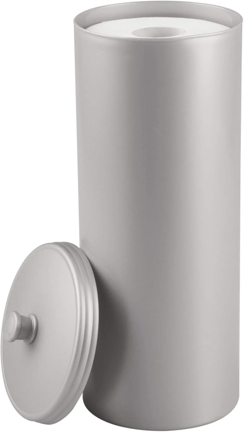 InterDesign Kent Plastic Toilet Paper Tissue 3 Roll Reserve Canister – Silver - Image 3