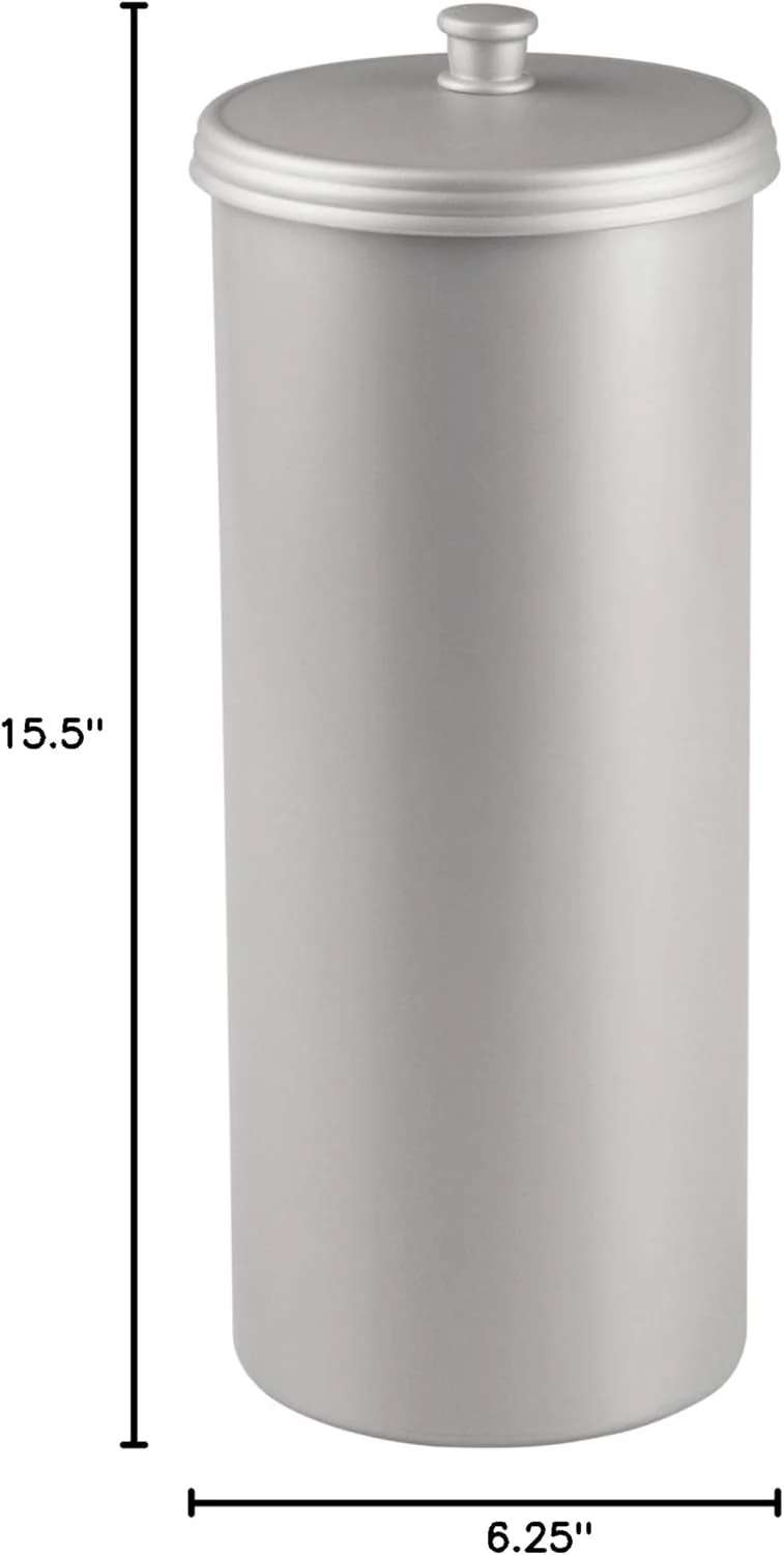 InterDesign Kent Plastic Toilet Paper Tissue 3 Roll Reserve Canister – Silver - Image 4