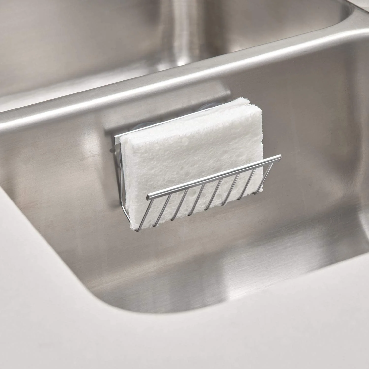 InterDesign Kitchen Sink Suction Holder – Polished Stainless Steel - Image 4