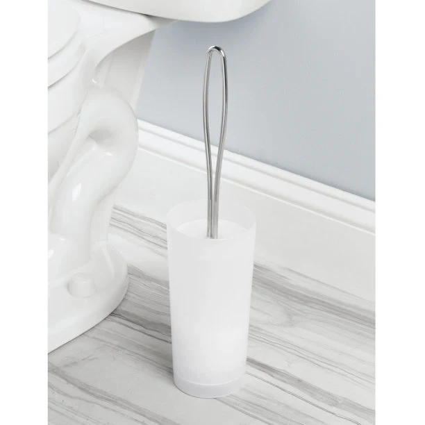 InterDesign Mainstays Loop Frost Toilet Bowl Brush and Canister - Image 2