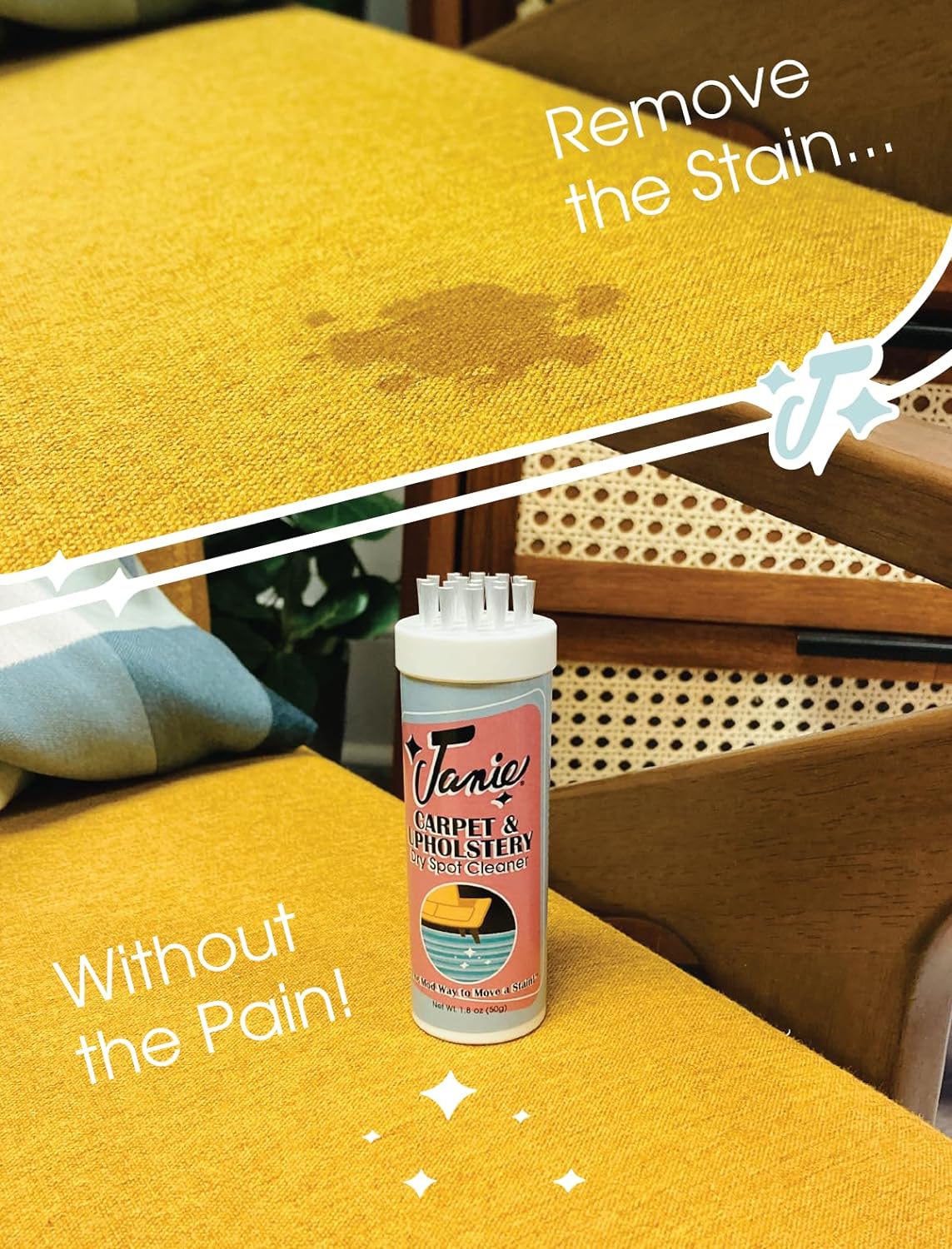 Janie Dry Stick Carpet & Upholstery Spot Cleaner with Brush – 1.8oz - Image 4