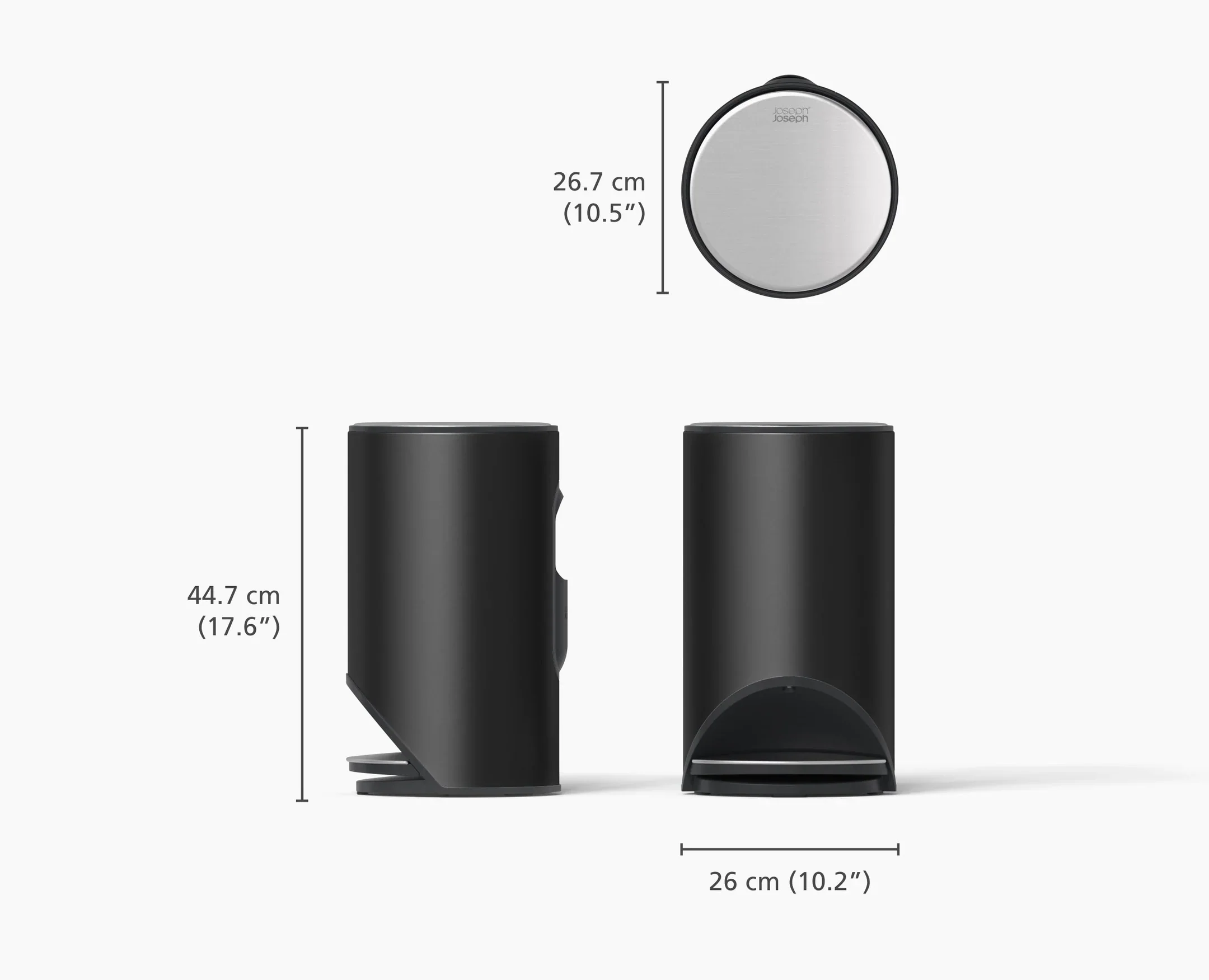 Joseph Joseph Arc 10L Easy-push Pedal Trash Can – Matt Black - Image 9