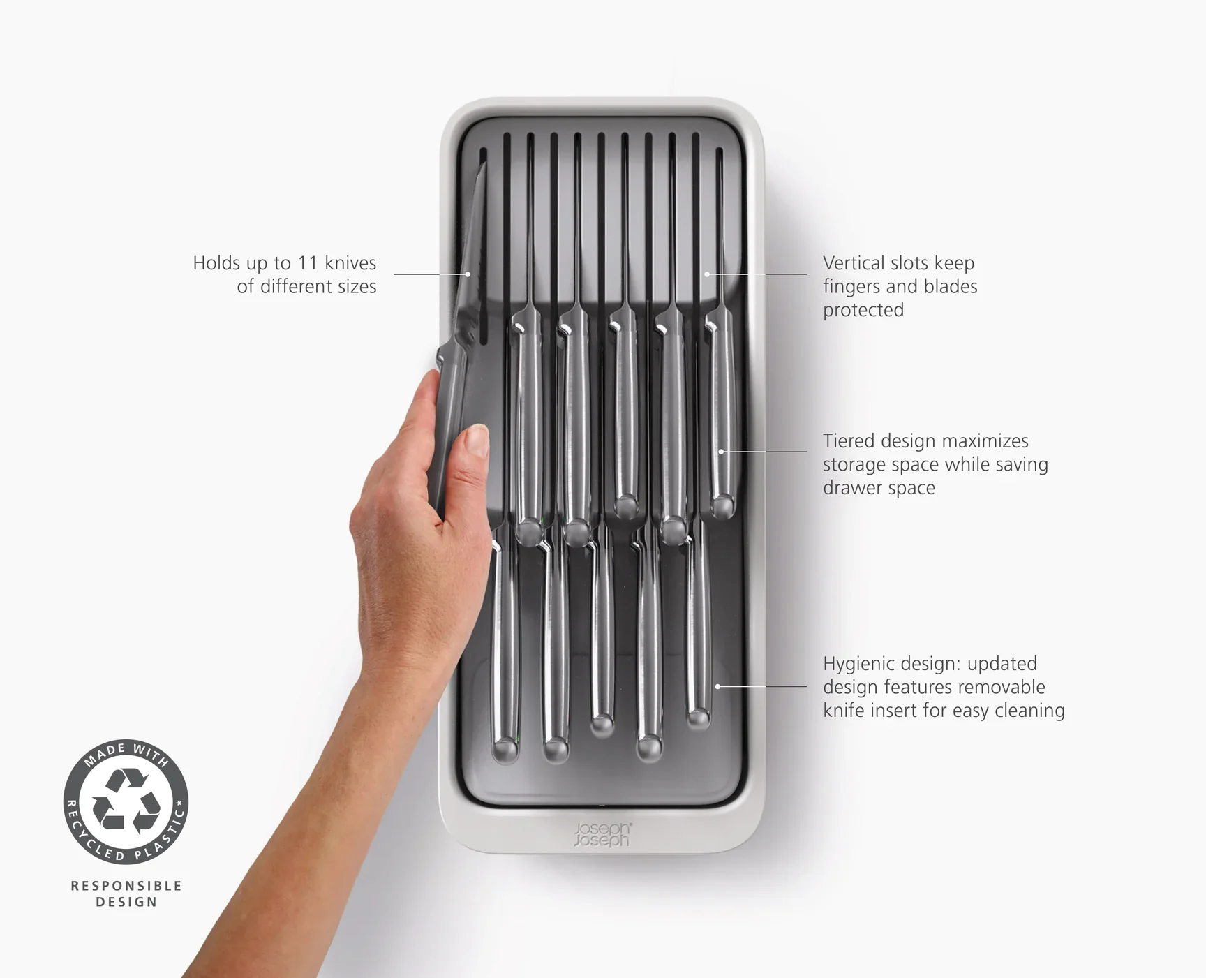 Joseph Joseph DrawerStore 2-Tier Compact Knife Organizer – 15.7" x 6.7" - Image 2