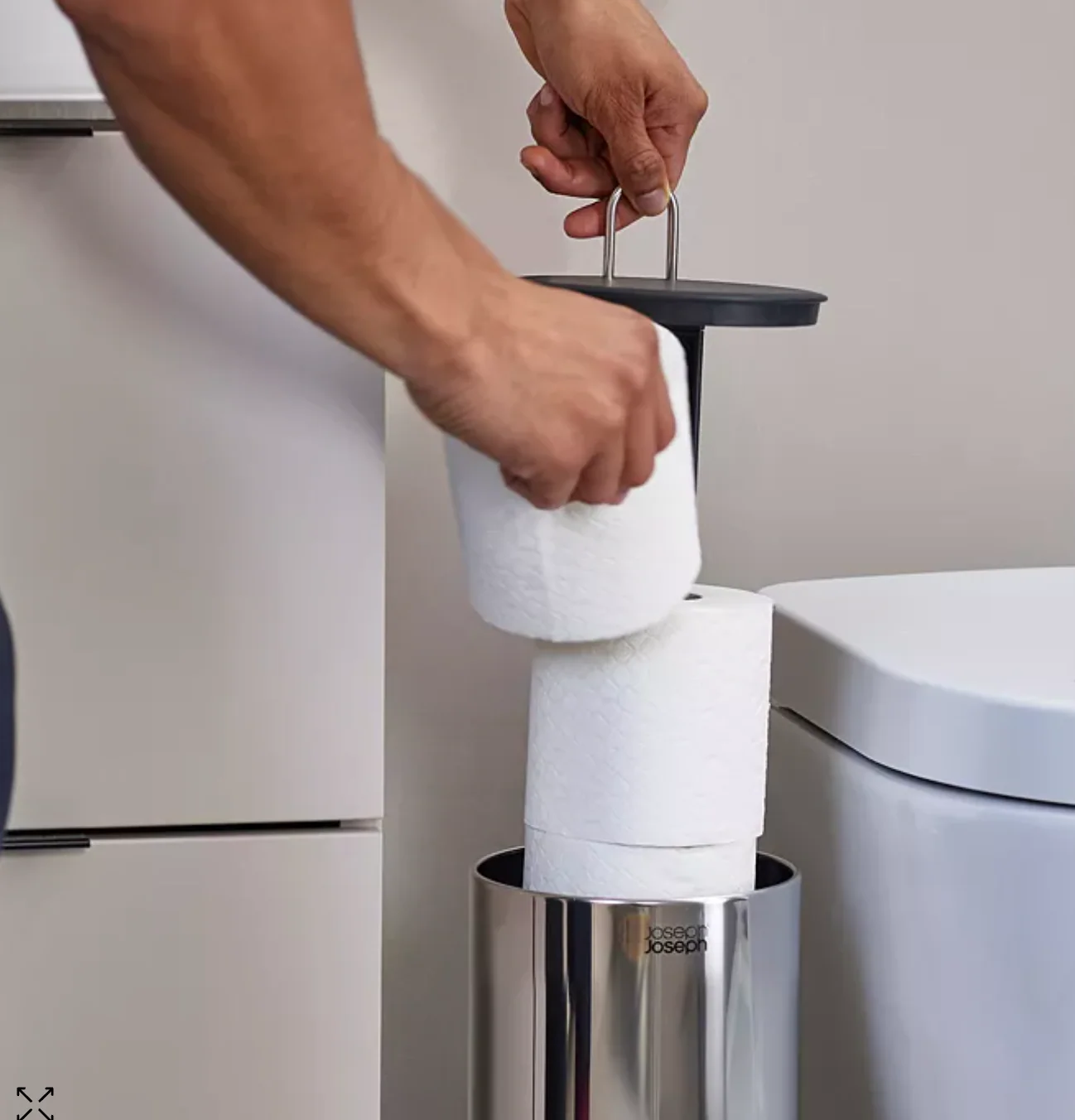 Joseph Joseph EasyStore Luxe Polished Stainless Steel Concealed Toilet Roll Holder - Image 3