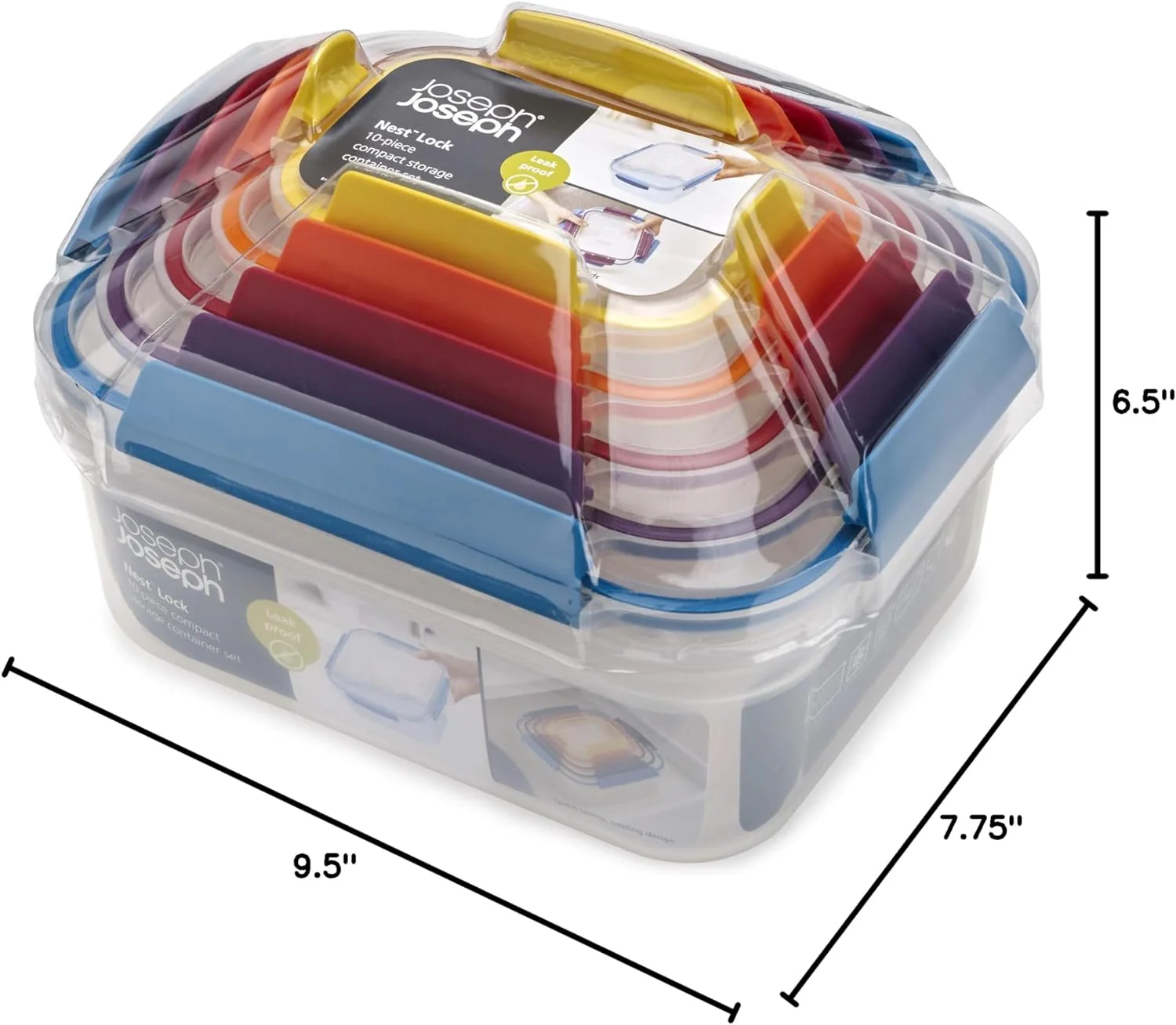 Joseph-Joseph Nest Lock Containers - Multi Color – 10 Piece Nesting Set - Image 2