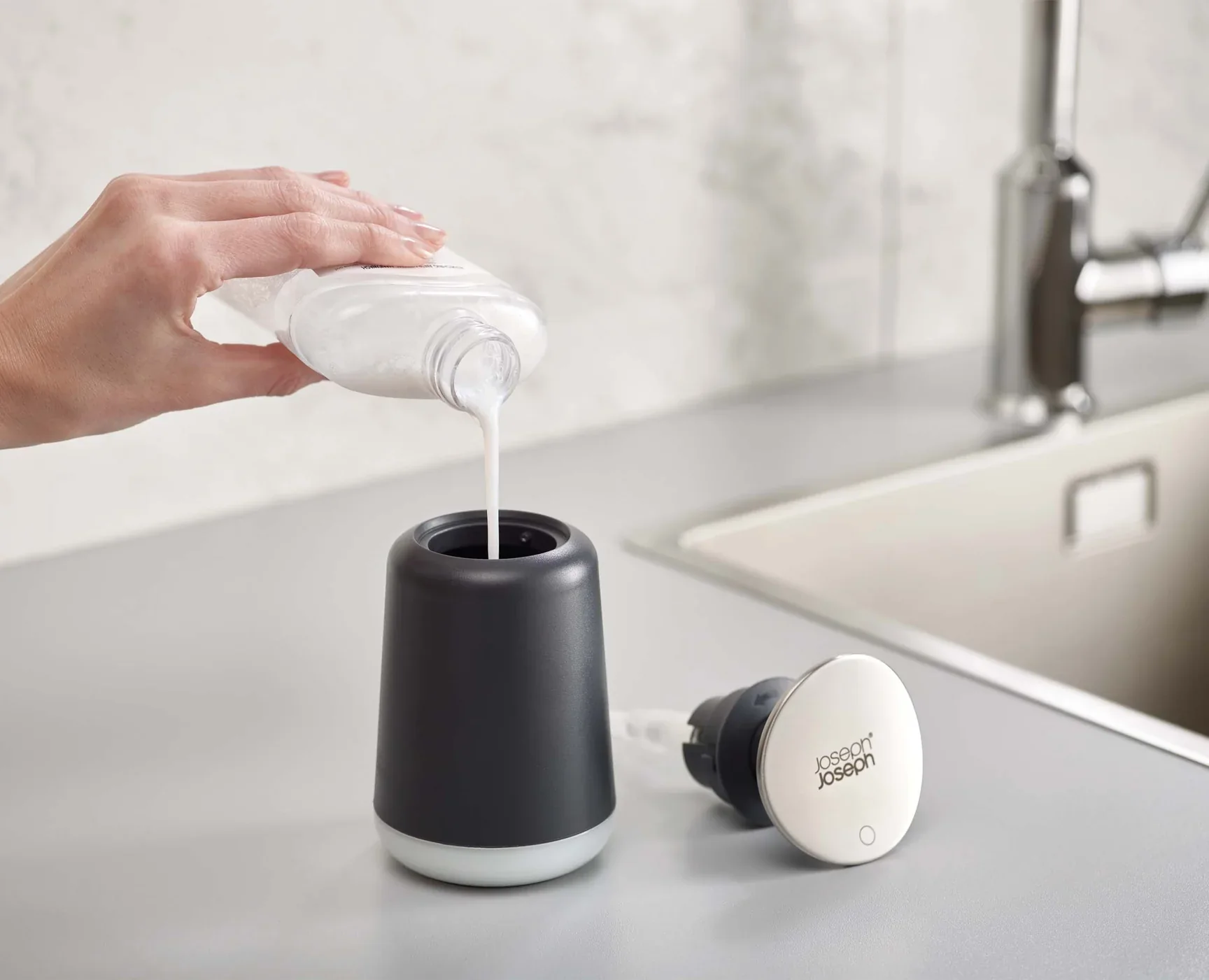 Joseph Joseph Presto Hygienic Soap Dispenser – Gray - Image 4