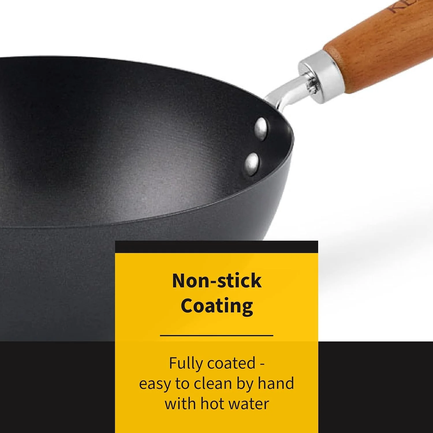Ken Hom Classic Non-Stick Carbon Steel Mini Wok – 7.75" - Image 3