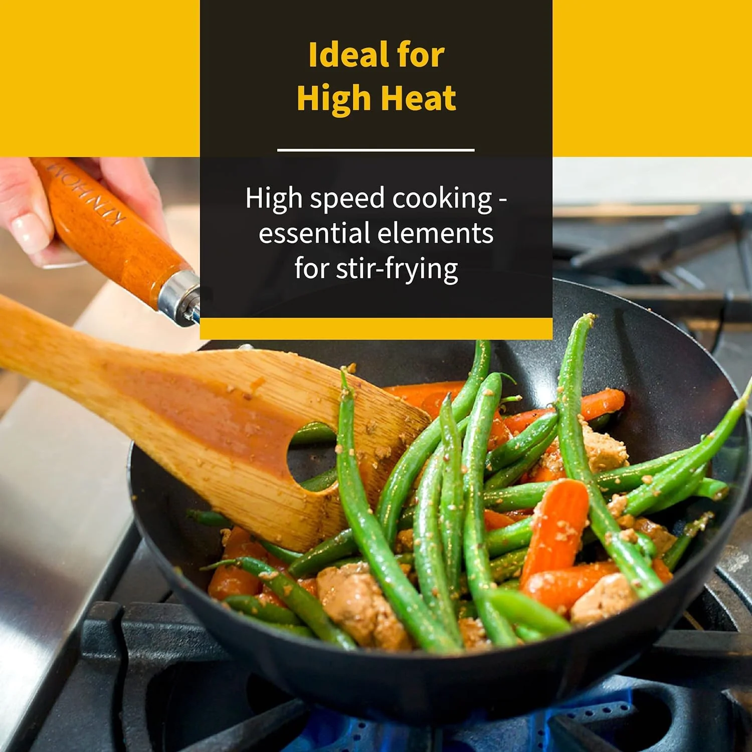 Ken Hom Classic Non-Stick Carbon Steel Mini Wok – 7.75" - Image 4