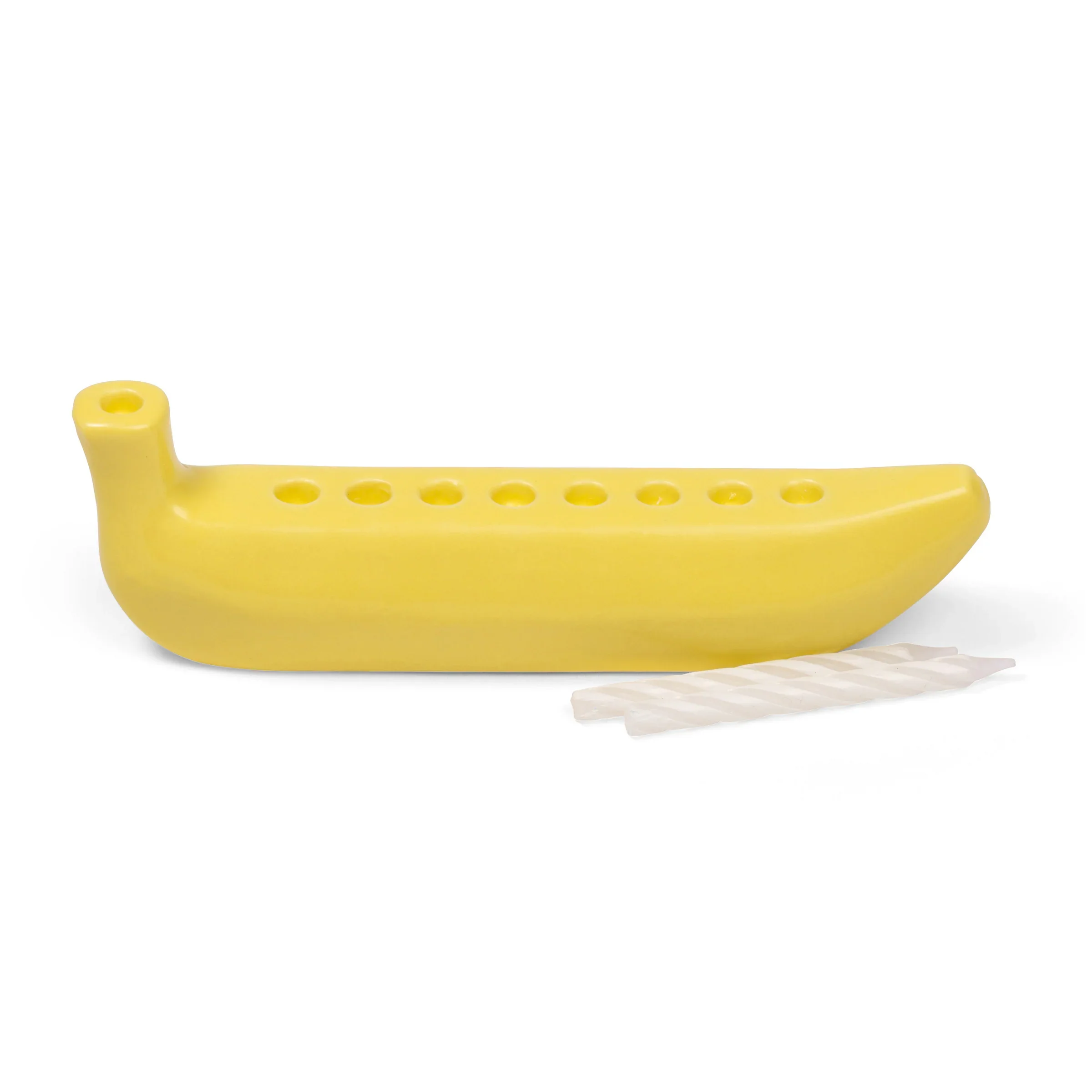 Kikkerland Ceramic Mini Banana Banorah Menorah – 5" - Image 4