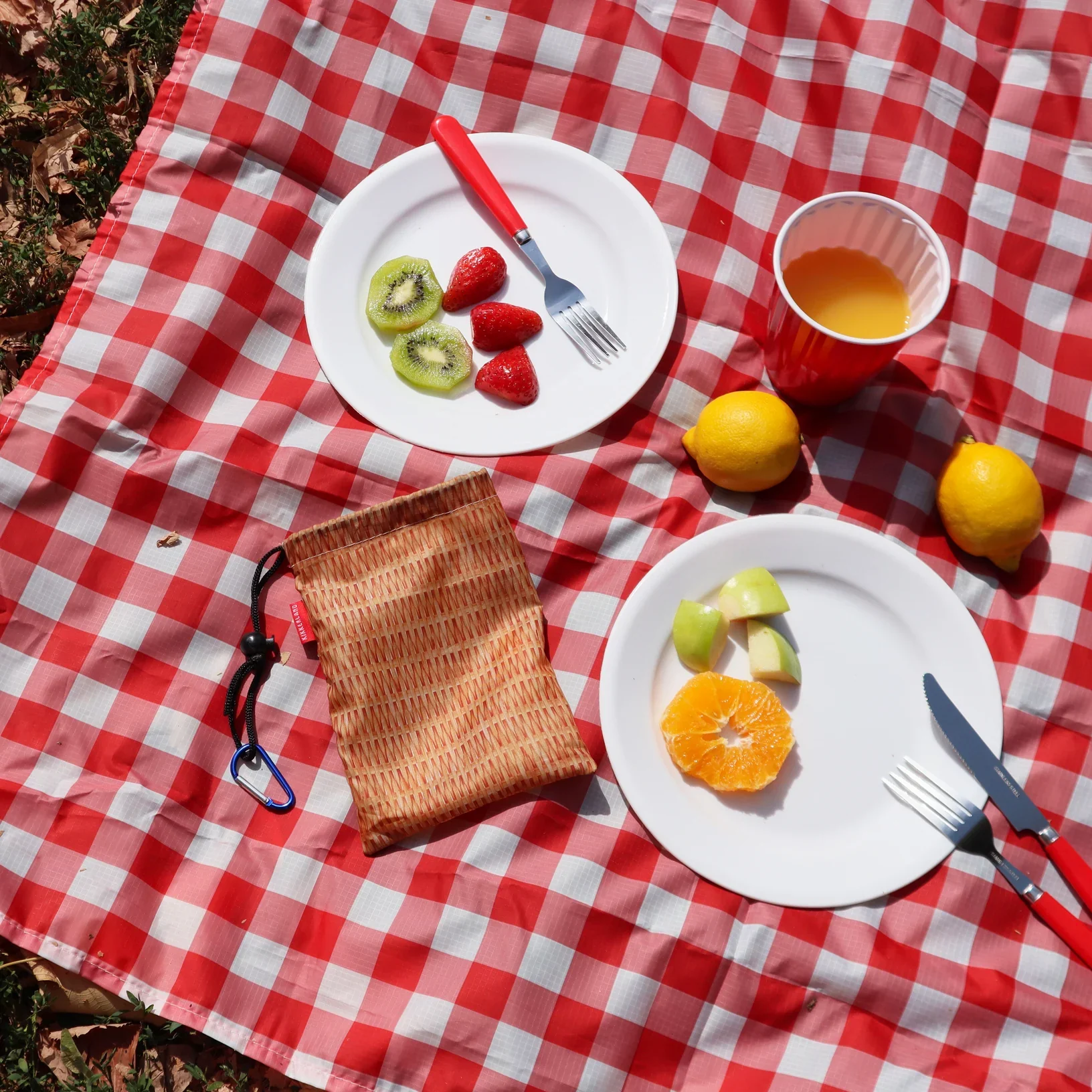 Kikkerland β Folding Gingham Picnic Blanket β 76" x 53" - Image 5