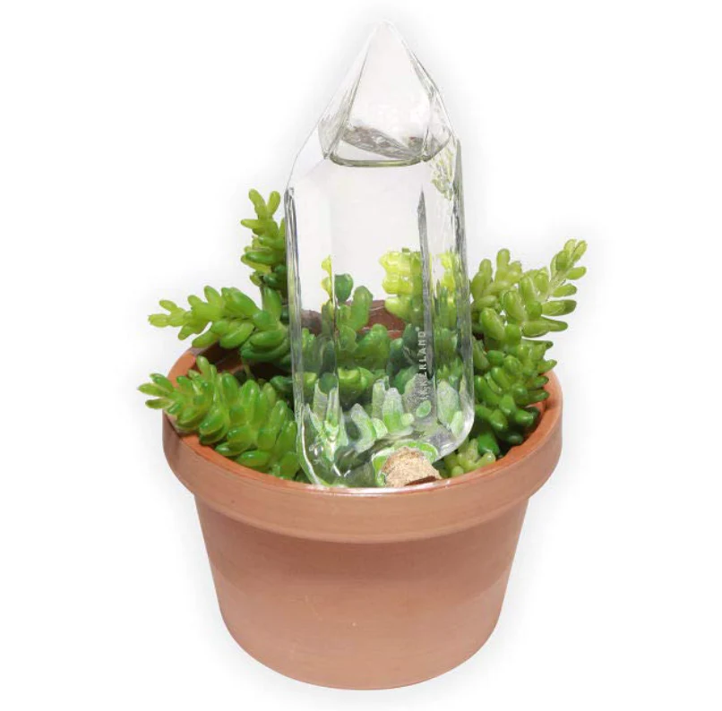 Kikkerland Hand Blown Crystal Glass Self Watering Stake for Potted Plants