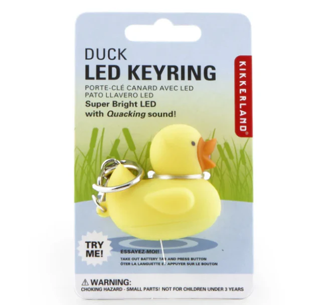 Kikkerland Mini  LED Keychain with Quacking Sound – Rubber Duck - Image 2