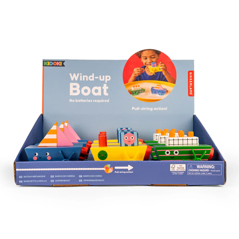 Kikkerland Pull String Bath Boats Toy – Assorted Styles – Each Sold Separately - Image 2