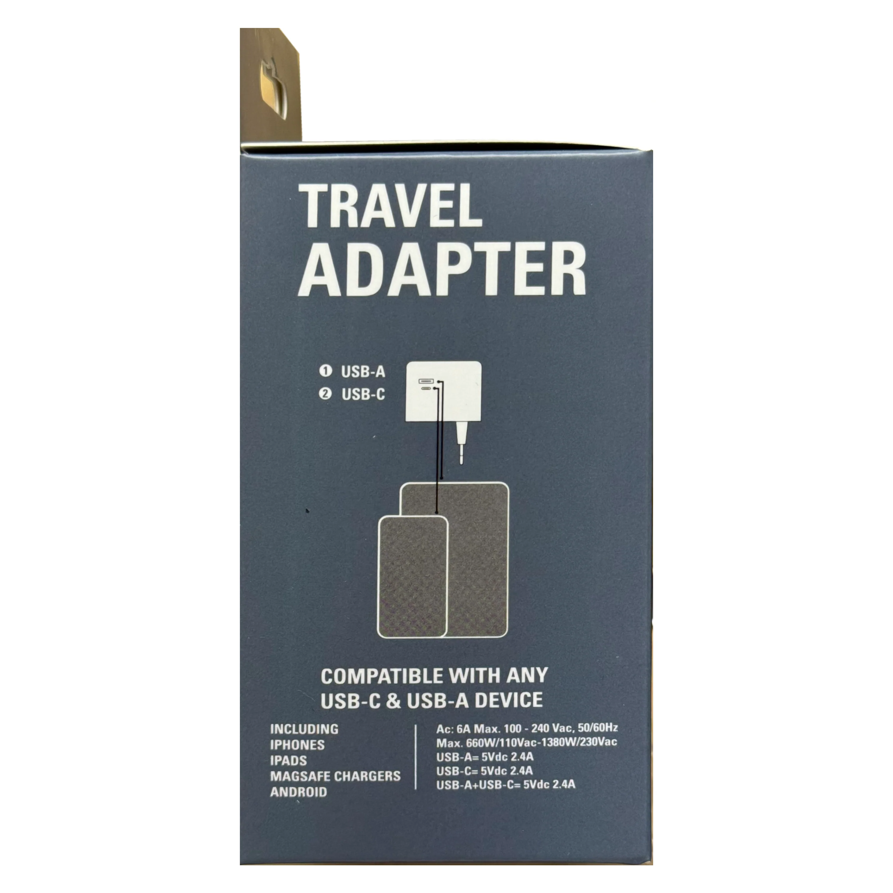 Kikkerland Travel Adapter With 3 International Plugs + USB-A/USB-C Ports - Image 2