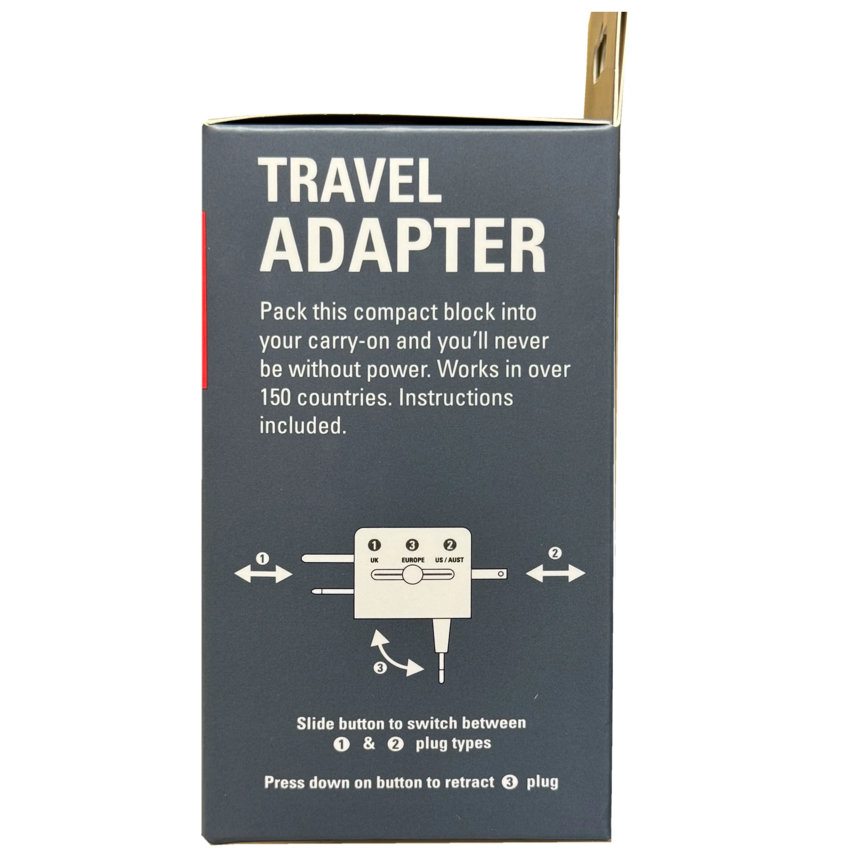 Kikkerland Travel Adapter With 3 International Plugs + USB-A/USB-C Ports - Image 3