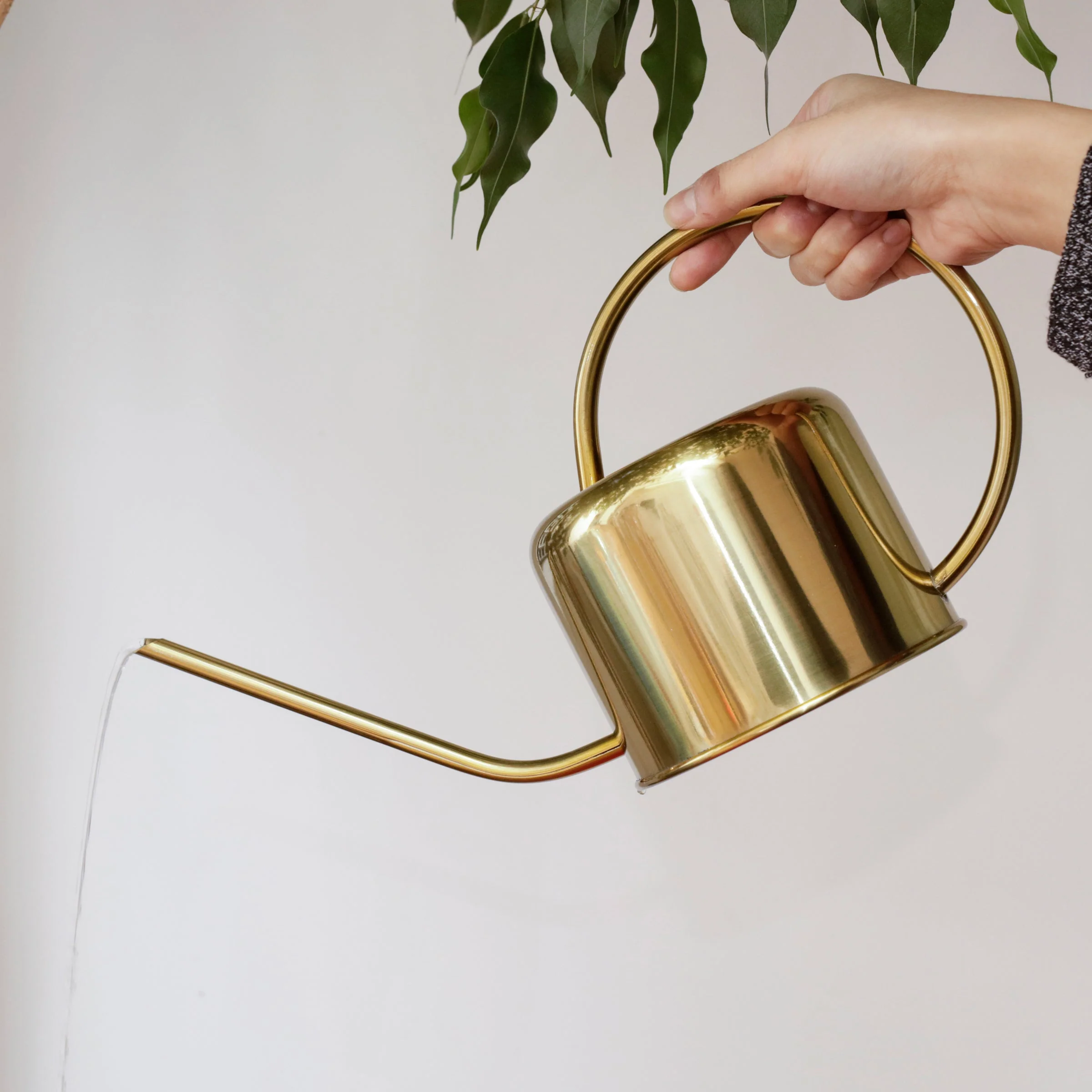 Kikkerland Vintage Style Steel Watering Can โ Gold - Image 2