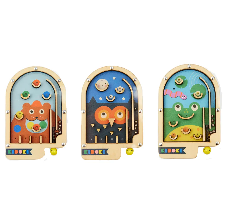 Kikkerland Wooden Pinball Games – Assorted Styles – Sold Individually