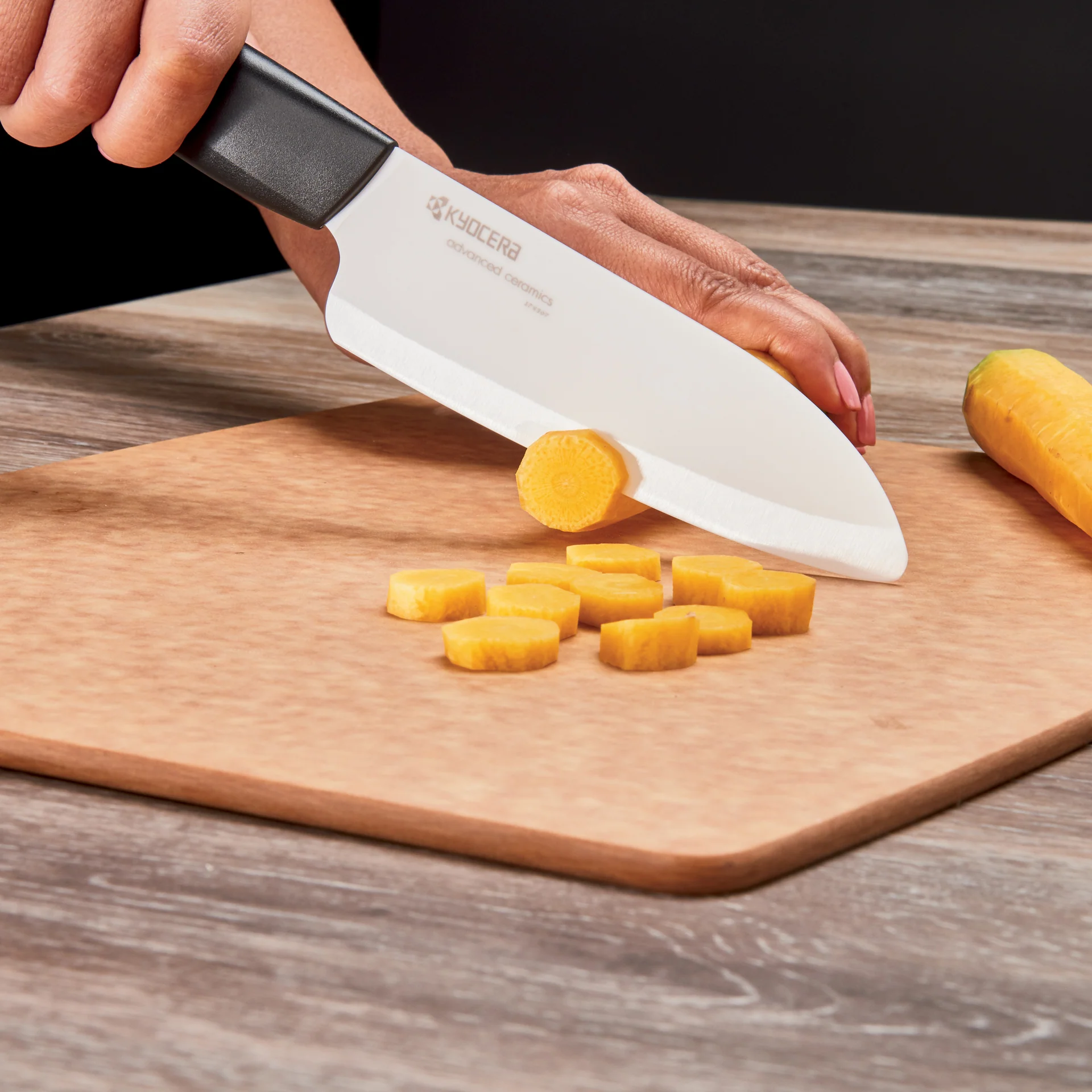 Kyocera Advanced Ceramic Revolution Series 5 1/2 inch Santoku Knife – Black - Image 2