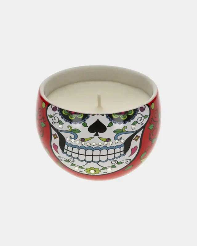 Ladenac "Boisé" Scented Candle in Red Ceramic Egg with Dia de los Muertos Motif - Image 2