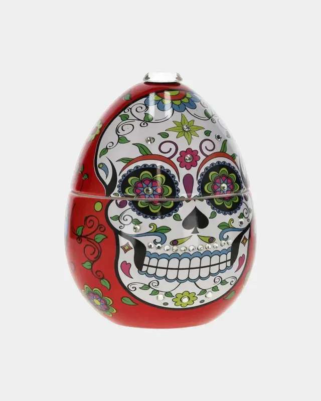 Ladenac "Boisé" Scented Candle in Red Ceramic Egg with Dia de los Muertos Motif - Image 3