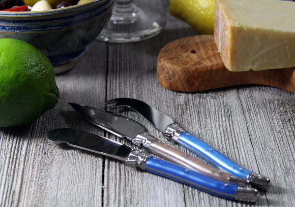 Laguiole Cheese Knife Set of 3 – Blue & Cream Handles - Image 4