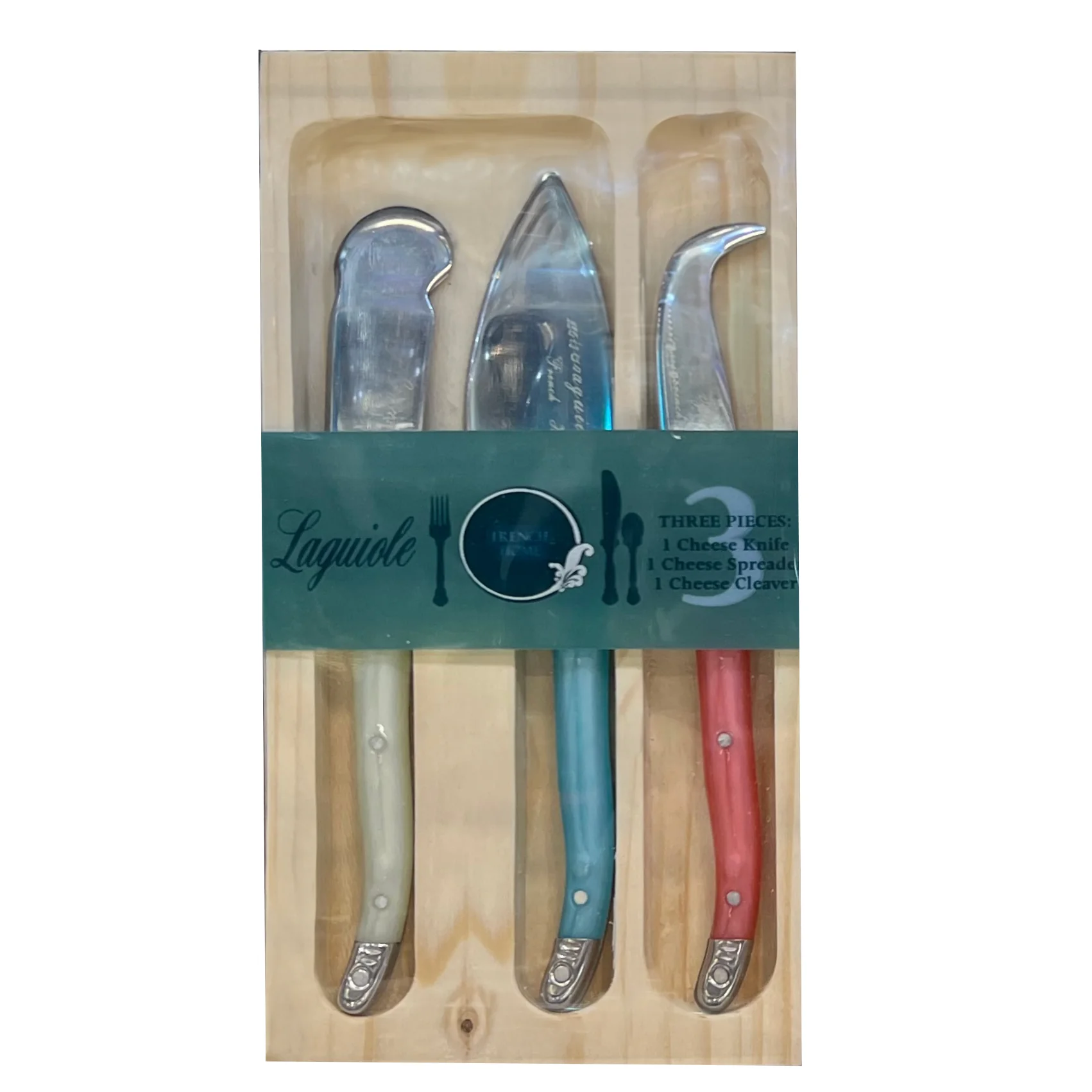 Laguiole Cheese Knife Set of 3 – Cream | Coral |Turquoise - Image 2
