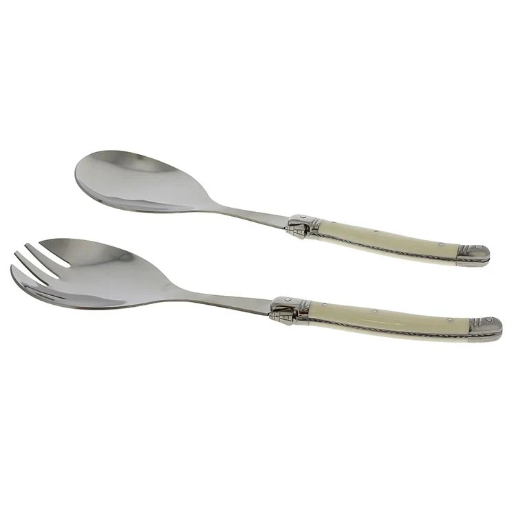 Laguiole Connoisseur Salad Servers with Faux Ivory Handles – 2 Piece Set - Image 2