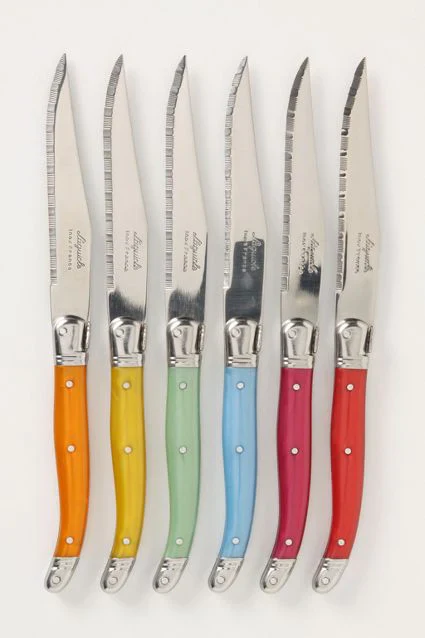 Laguiole Rainbow Stainless Steel Knives In Wooden Presentation Box – Set of 6 - Image 4