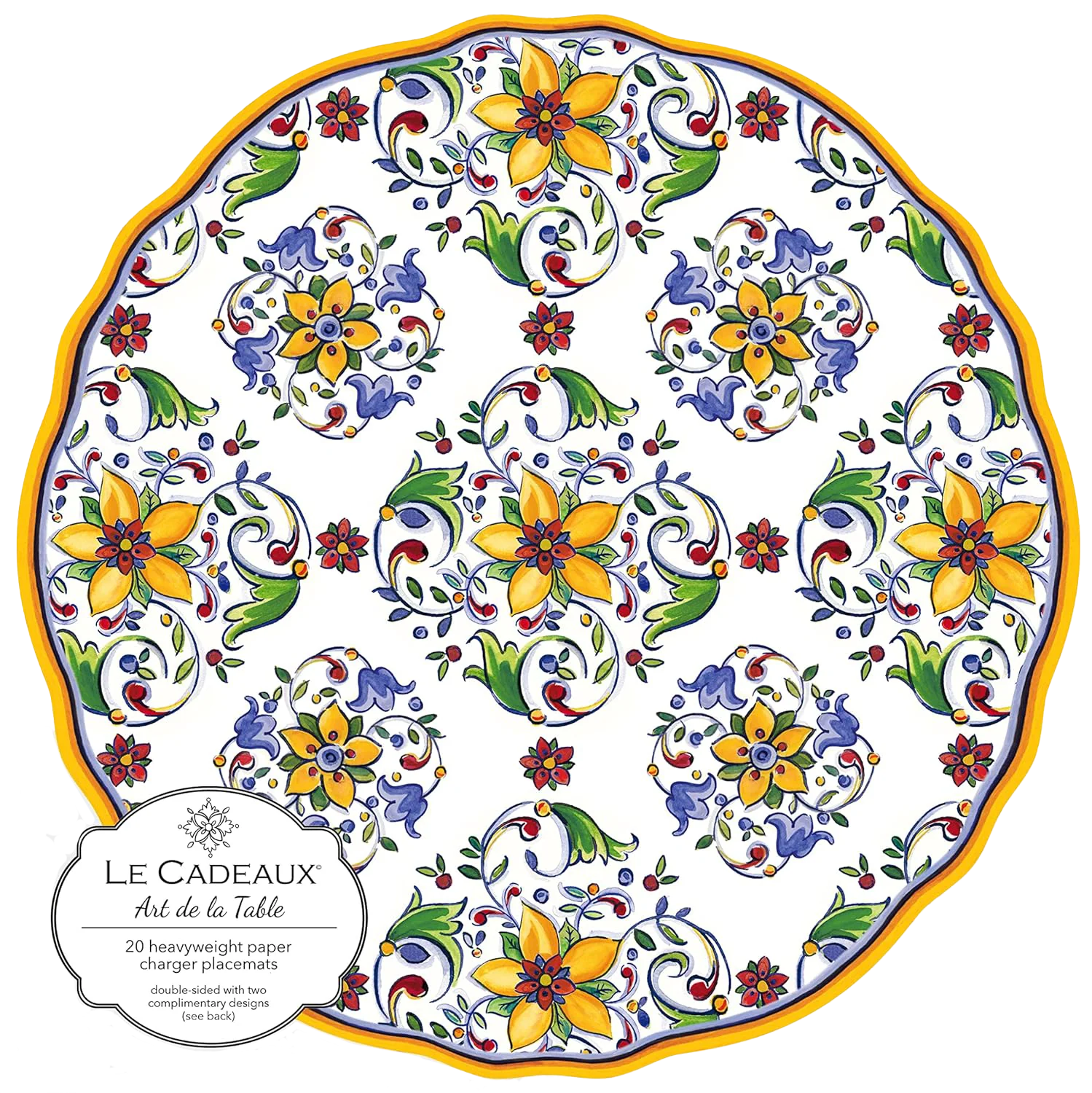 Le Cadeaux 15.5" Round Paper Placemats β Capri β Pack of 20