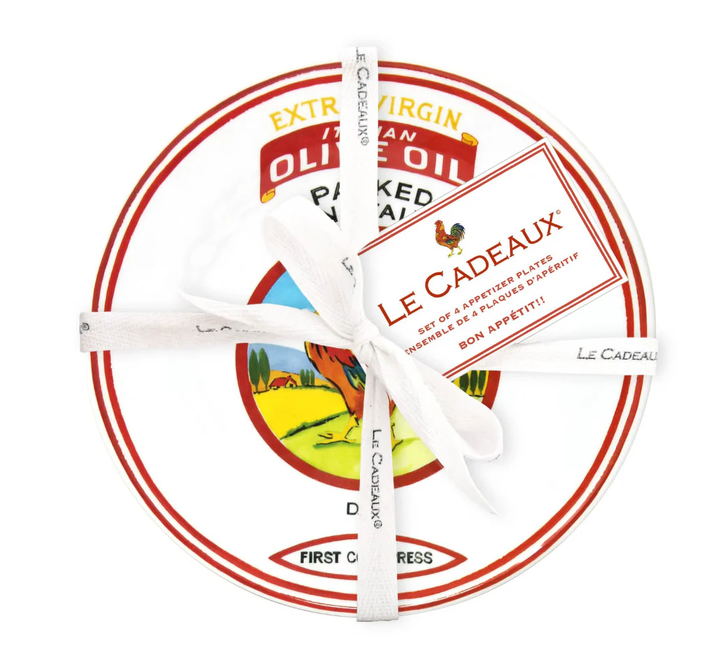 Le Cadeaux 6.5" Melamine Appetizer Plates – Set of 4 – Vintage Olive - Image 2