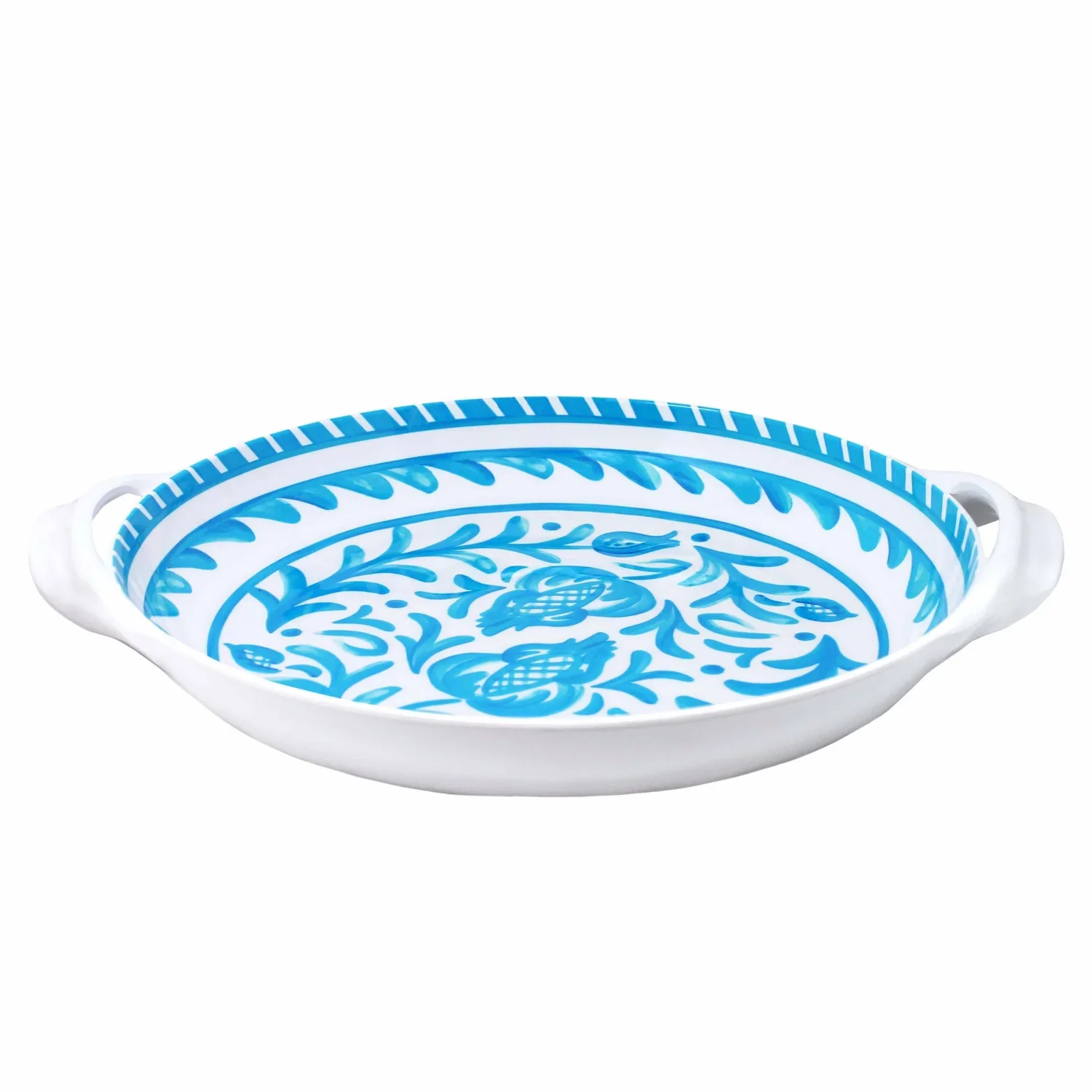 Le Cadeaux Melamine Large Shallow Handled Bowl – Sicily Teal – 16"