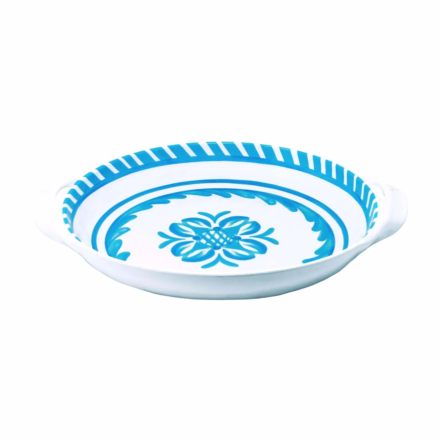 Le Cadeaux Melamine Small Shallow Handled Bowl – Sicily Teal – 11"