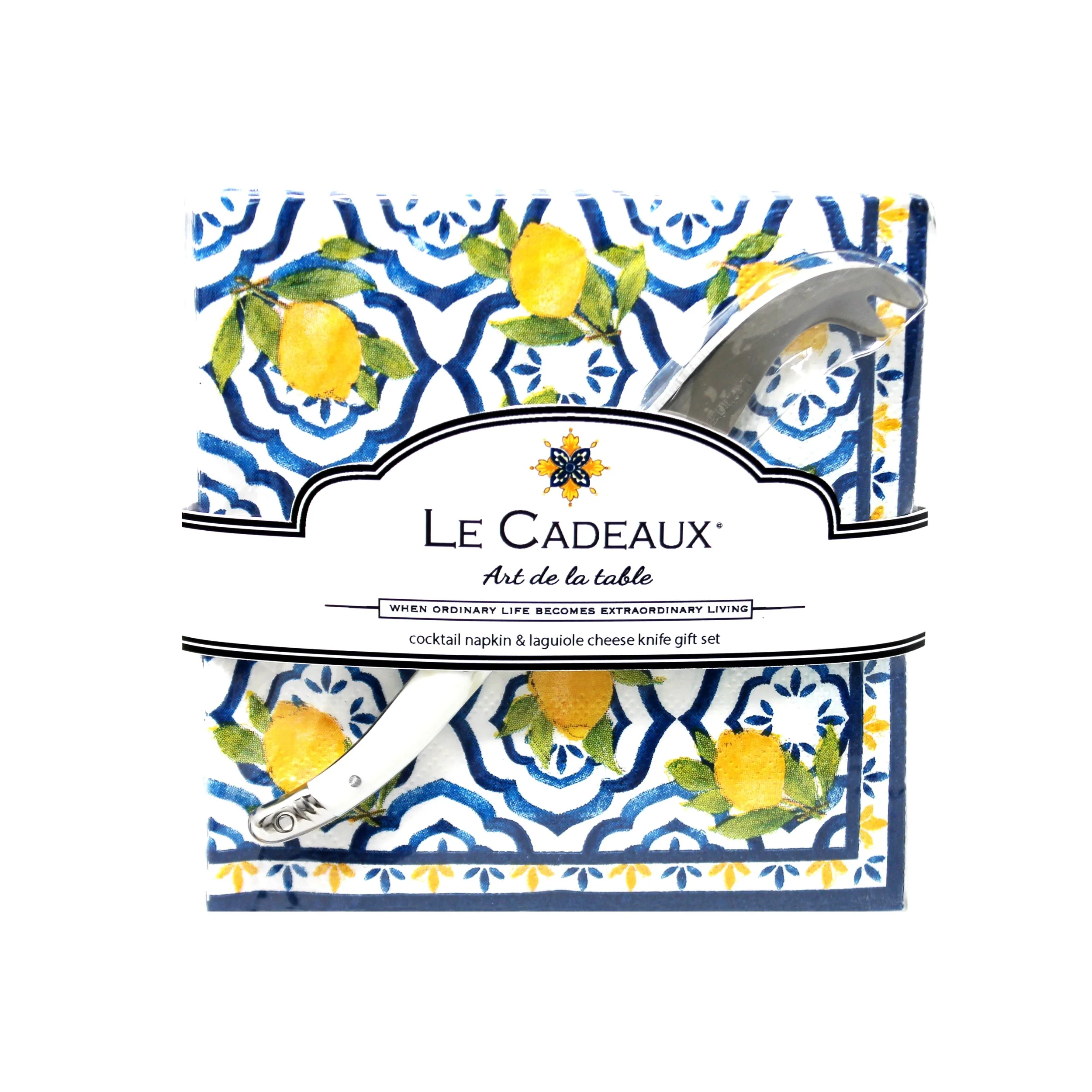 Le Cadeaux Palermo Gift Set - 20 Cocktail Napkins With Laguiole Mini Cheese Knife - Image 3
