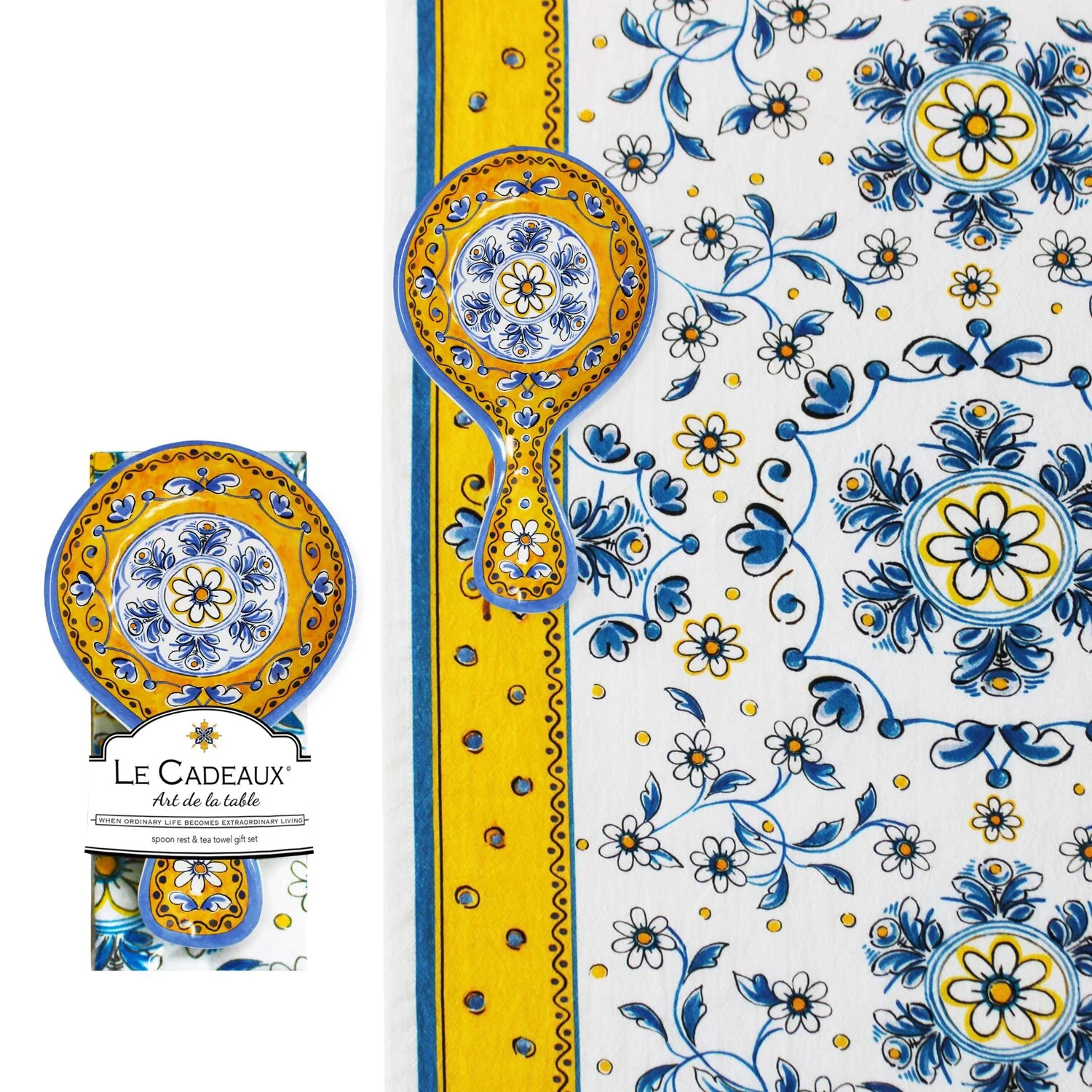 Le Cadeaux Spoon Rest With Tea Towel Gift Set – Benidorm - Image 2