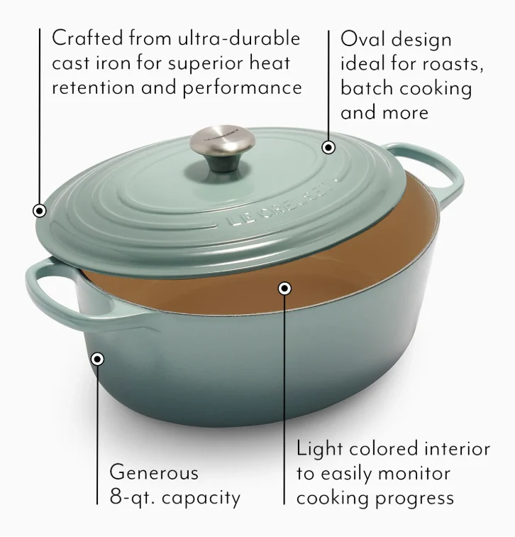 Le Creuset Signature – SPECIAL – Oval Dutch Oven – 8 QT – Sea Salt - Image 8