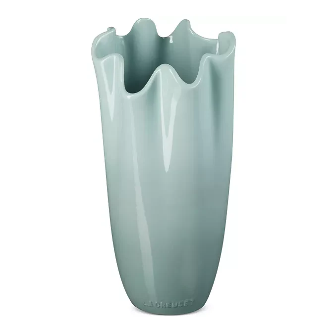 Le Creuset Stoneware Iris Collection Ruffle Vase – 12"H – Sea Salt - Image 2