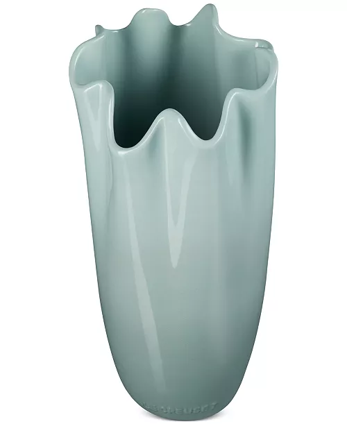 Le Creuset Stoneware Iris Collection Ruffle Vase – 12"H – Sea Salt - Image 4